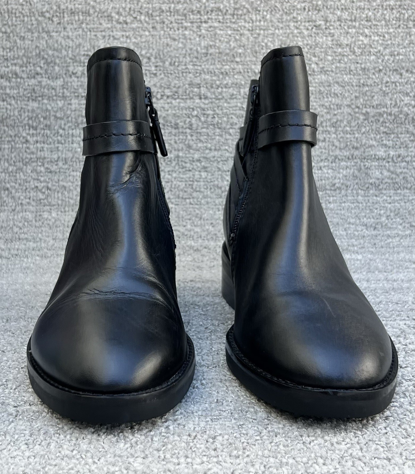 COLE HAAN Rosalyn Waterproof Ankle Strap Side Zip Black Leather Boots Women’s 7