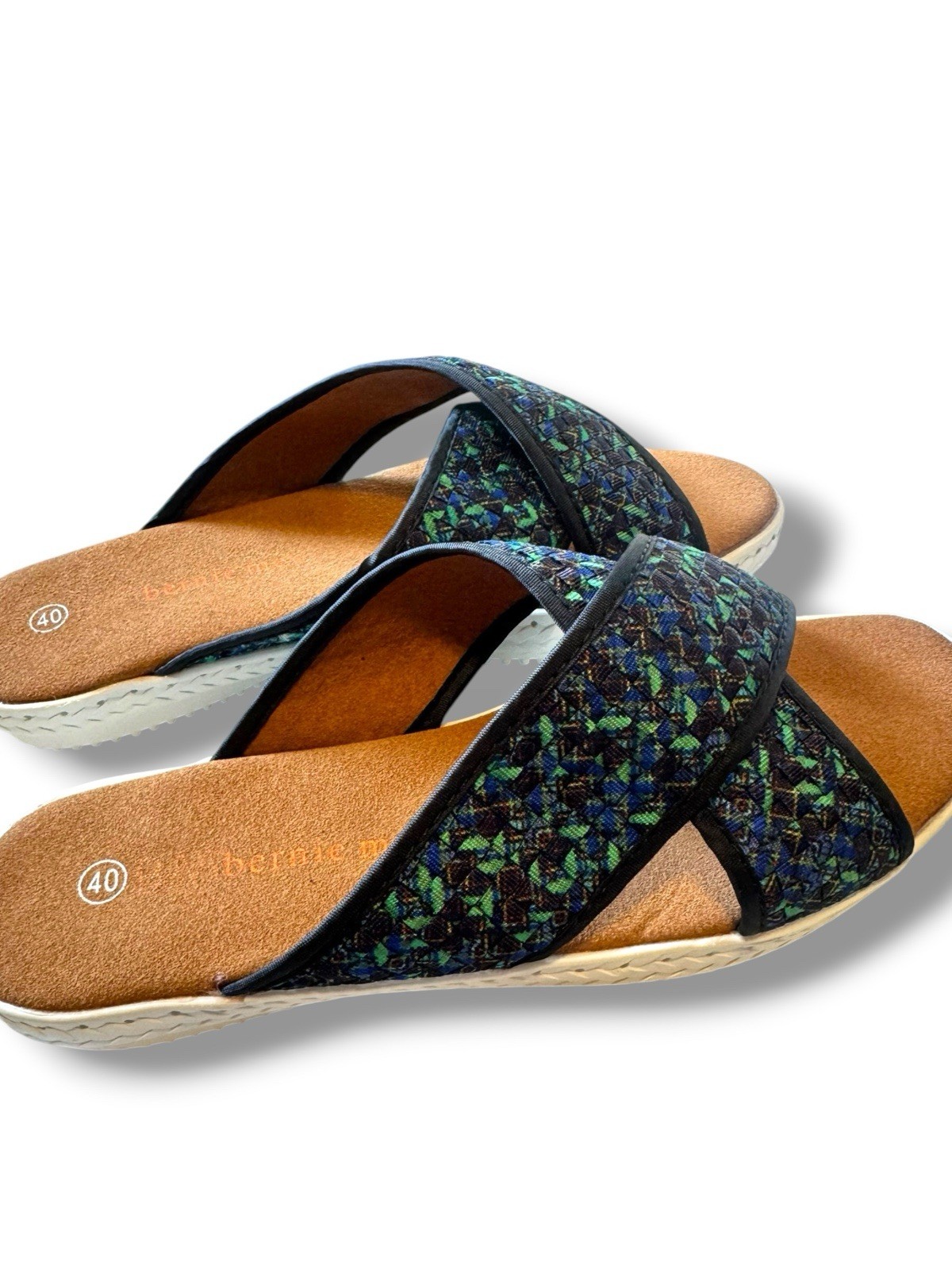 Bernie Mev Slip On Open Toe Flat Sandals Woven Size US 9 EU 40
