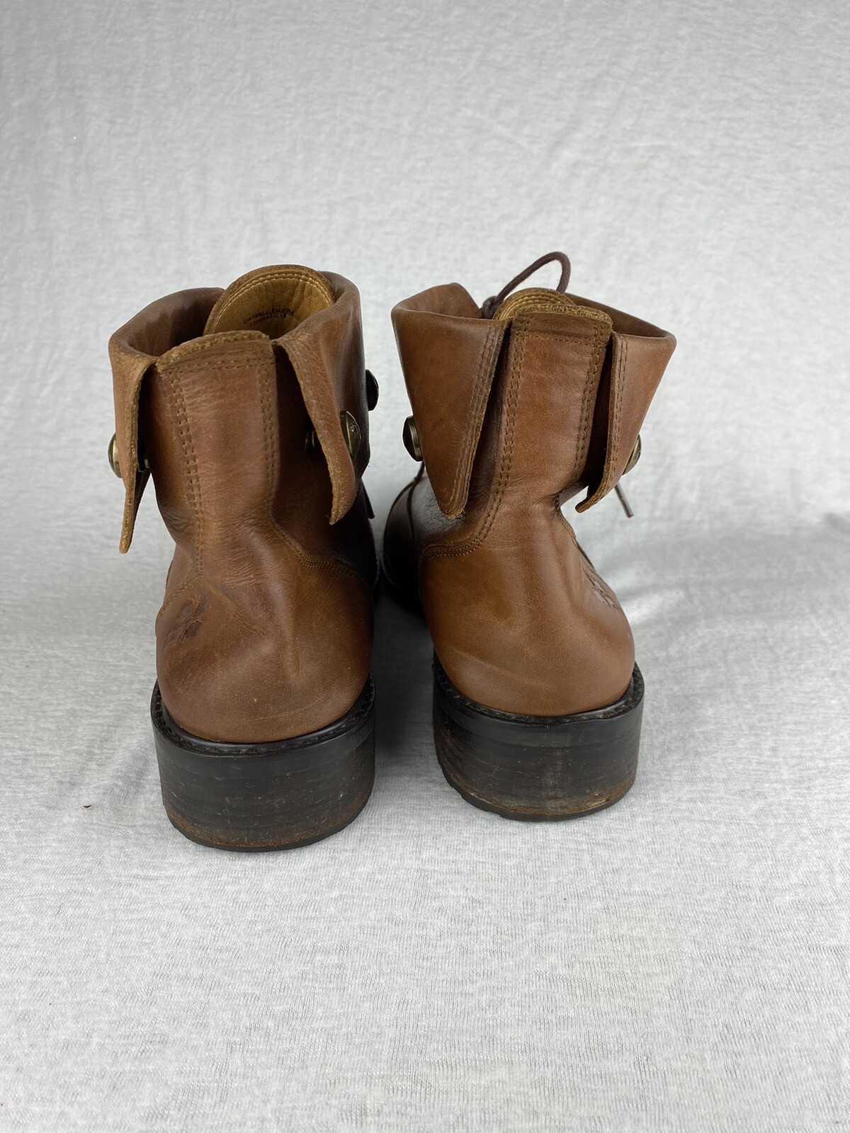 Patricia Nash Womens Lia Fold Over Lace-Up Combat Boot Brown Leather Size 10 Y2K