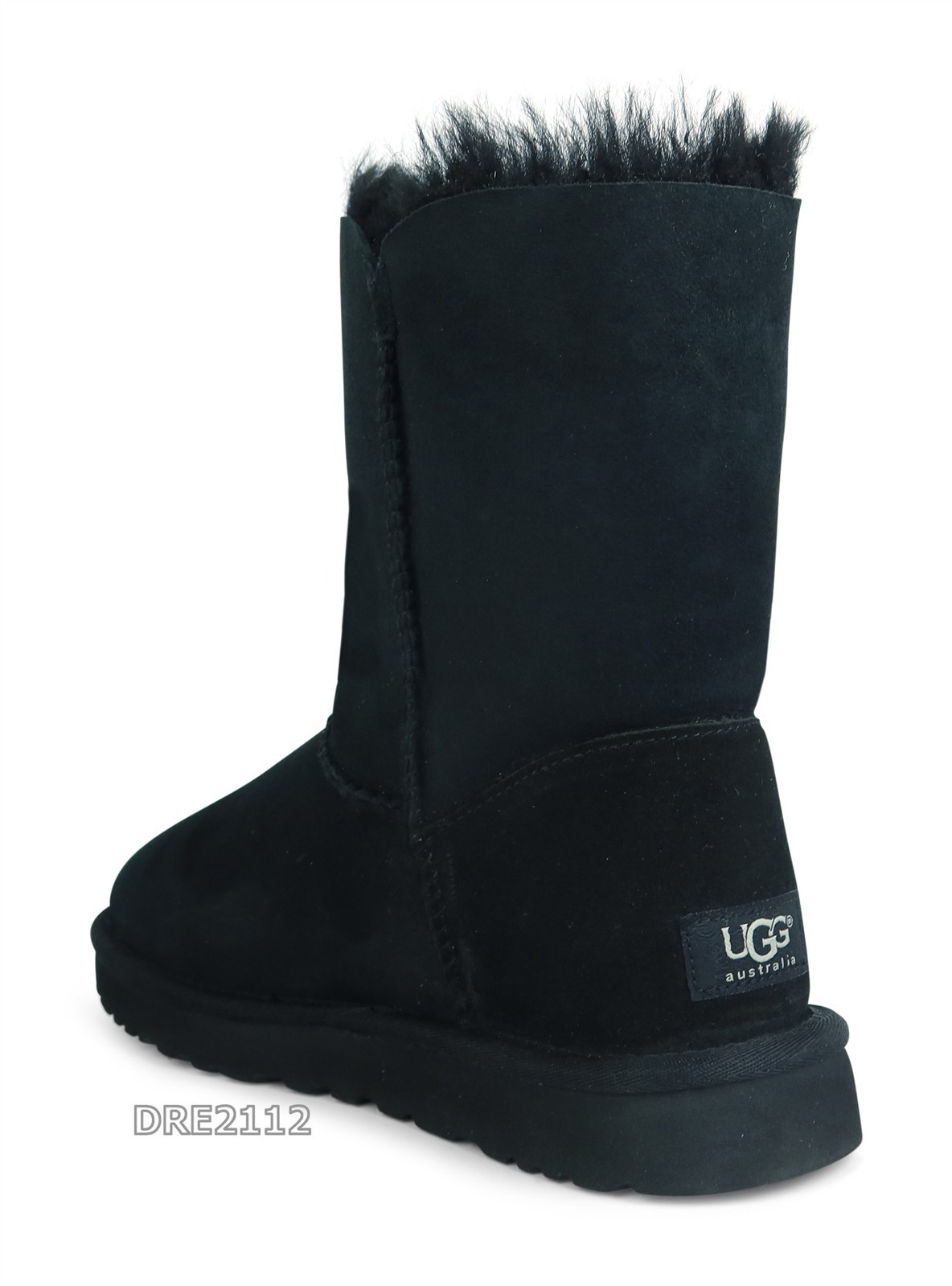 UGG Australia Bailey Button Black Suede Fur Boots Womens Size 11 *NIB*