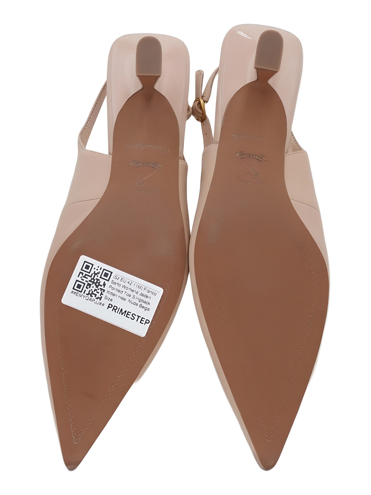 Franco Sarto Jaden Pointed Toe Slingback Kitten Heel Nude Beige US 11M EU 42