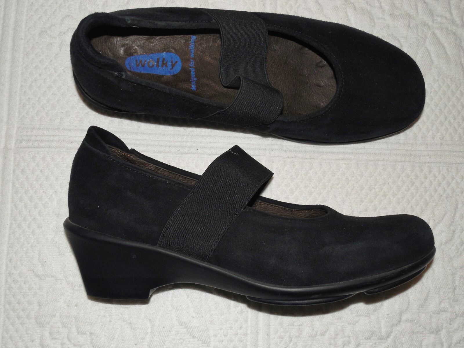 WOLKY Black Suede Mary Janes Heels Comfort EU36 US 5.5 M – Worn Once