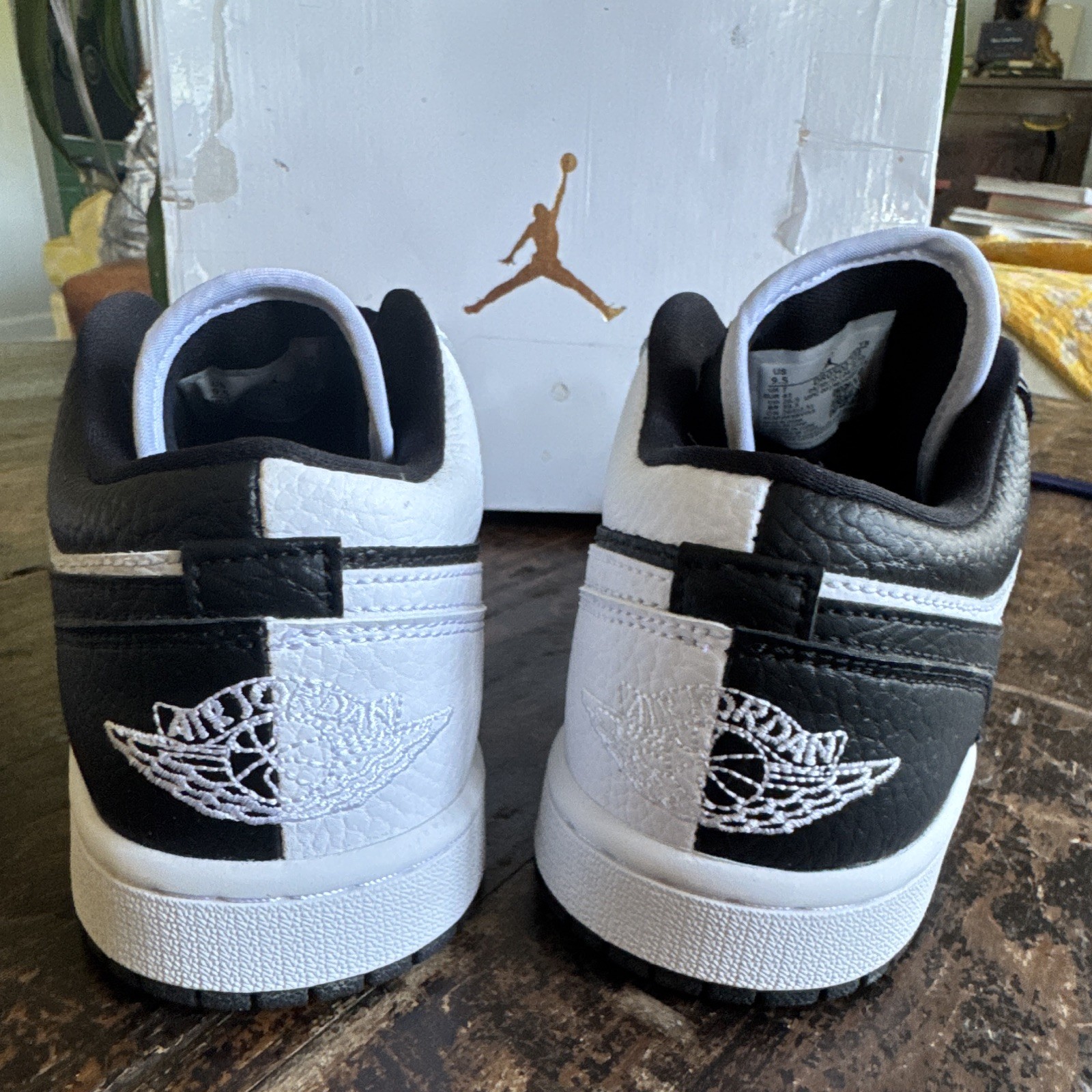 Air Jordan Women’s 1 Low Top SE Sneakers Homage Black/White Colorblock Leather