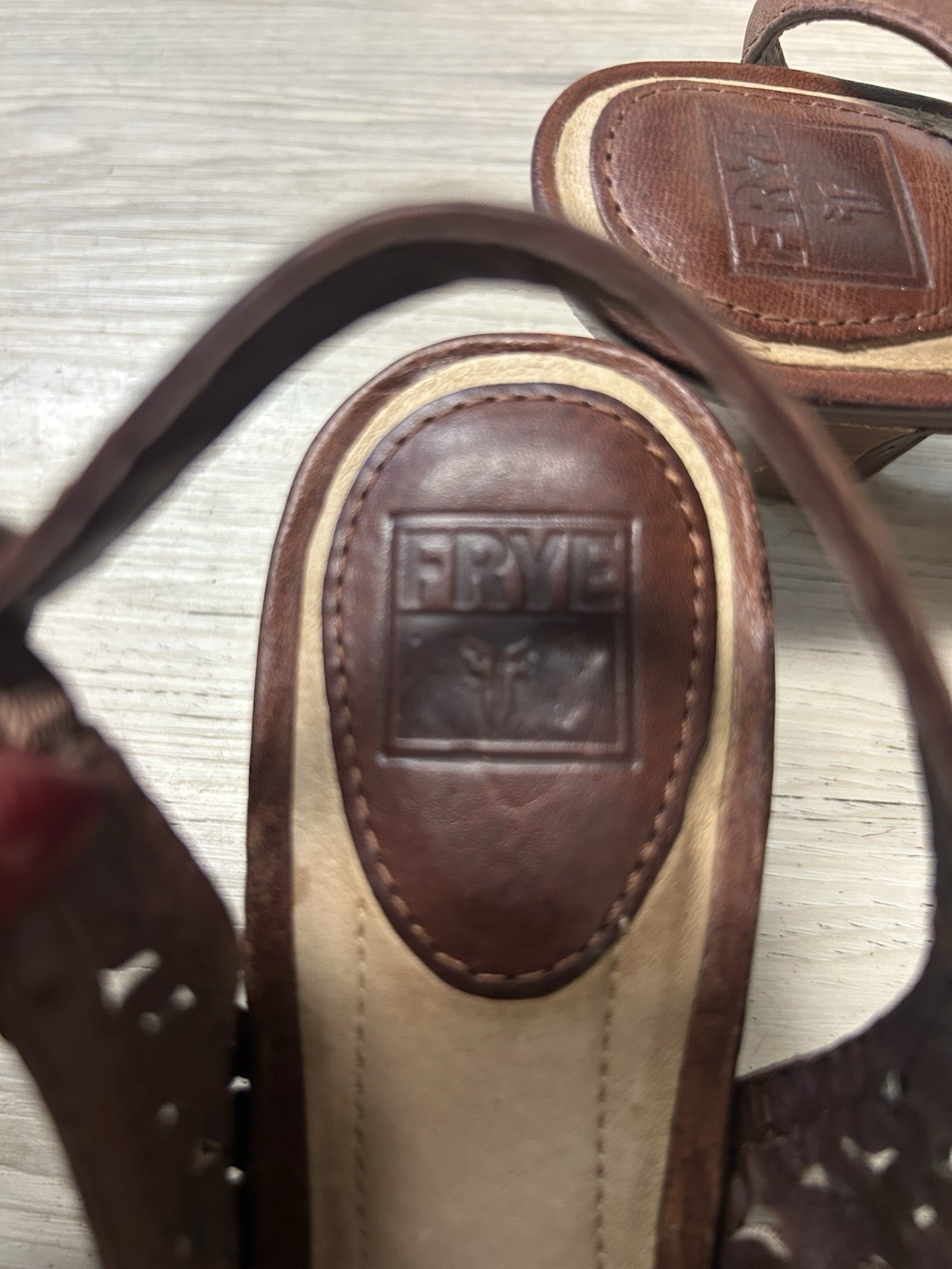 Frye Sandals Maya Brown Leather Cutout Slingback Pumps Studded Women Sz 7.5M