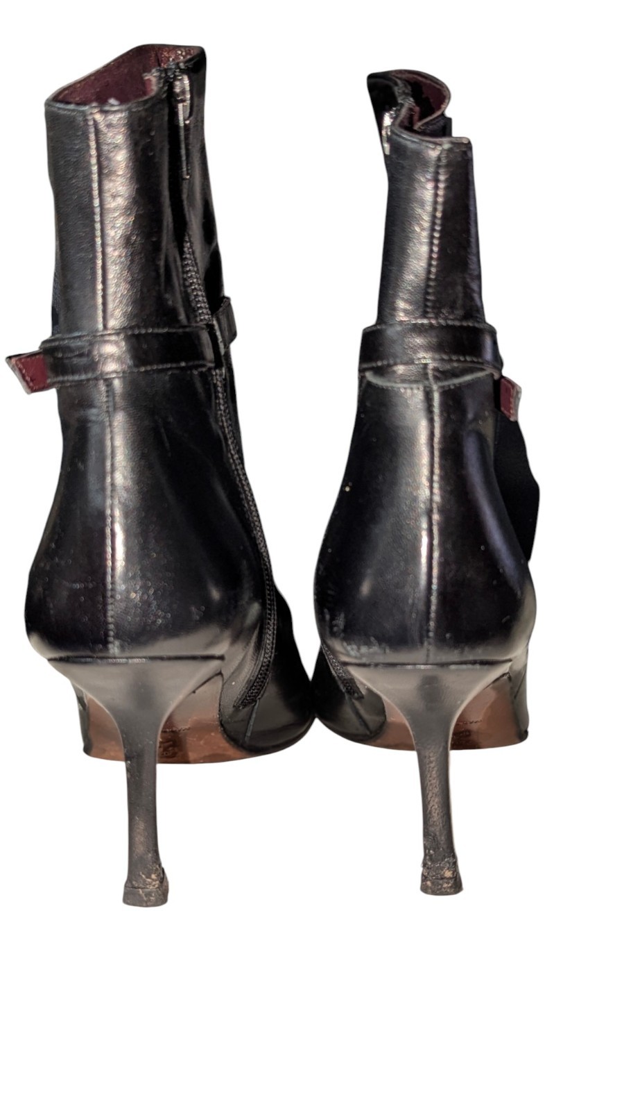 Vintage Albert Nipon Black Leather Pointed Toe Ankle Boots Heels Sz 7.5 M In Box