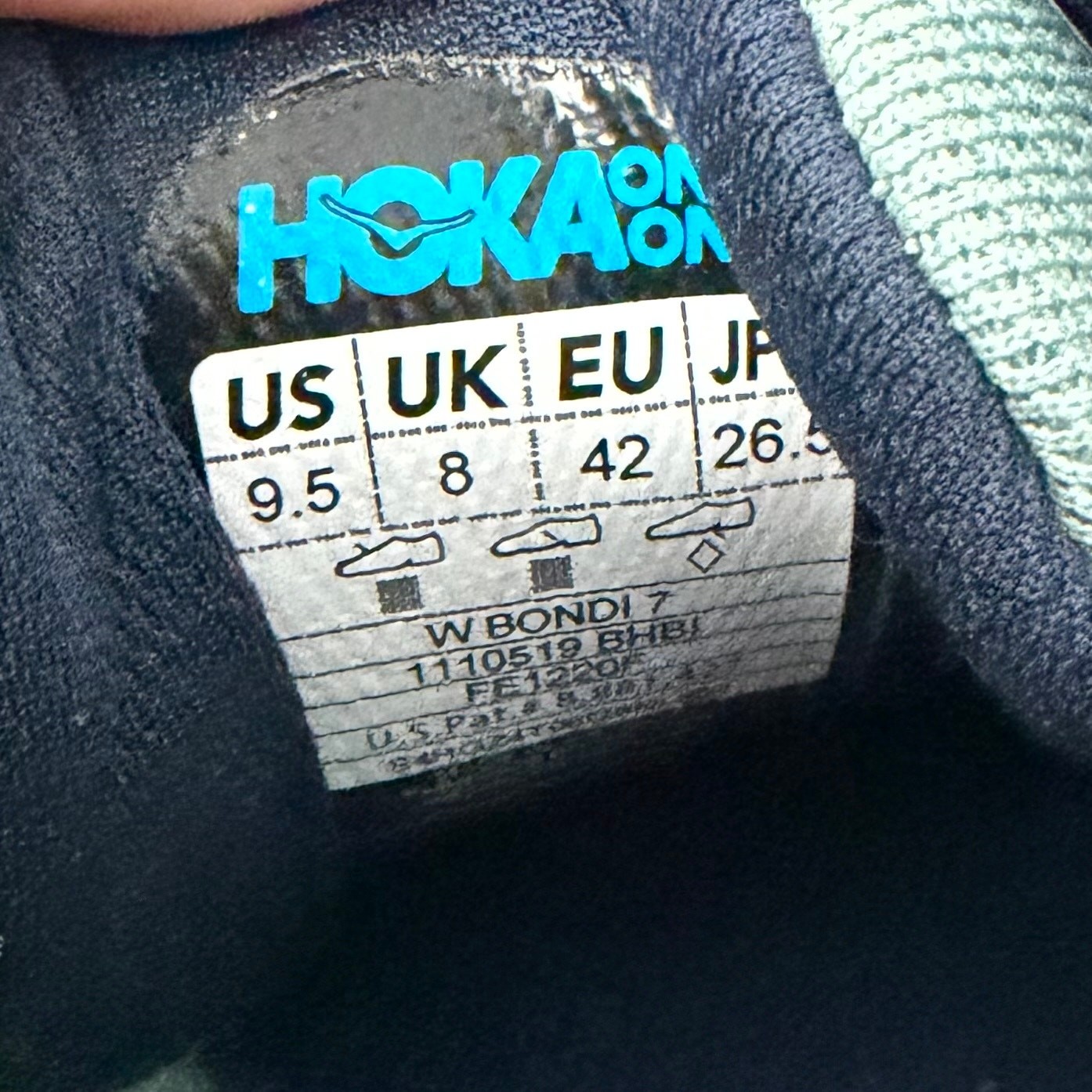Hoka One One Bondi 7 Shoes Women’s Size 9.5 Blue Haze Black Iris Orange Running