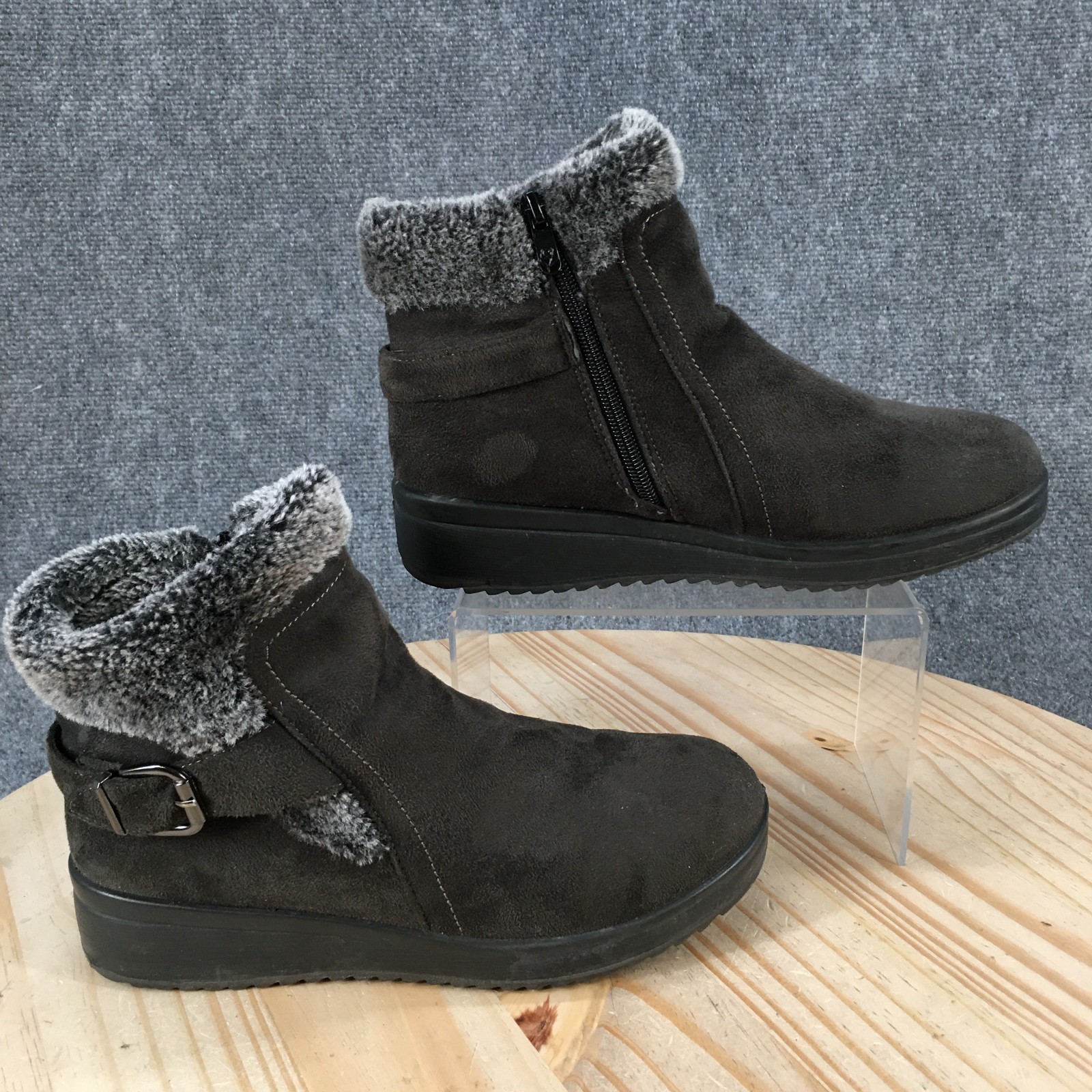 Patricia by Spring Step Boots Womens 40 Side Zip Cozy Lined Winter Boot Gray