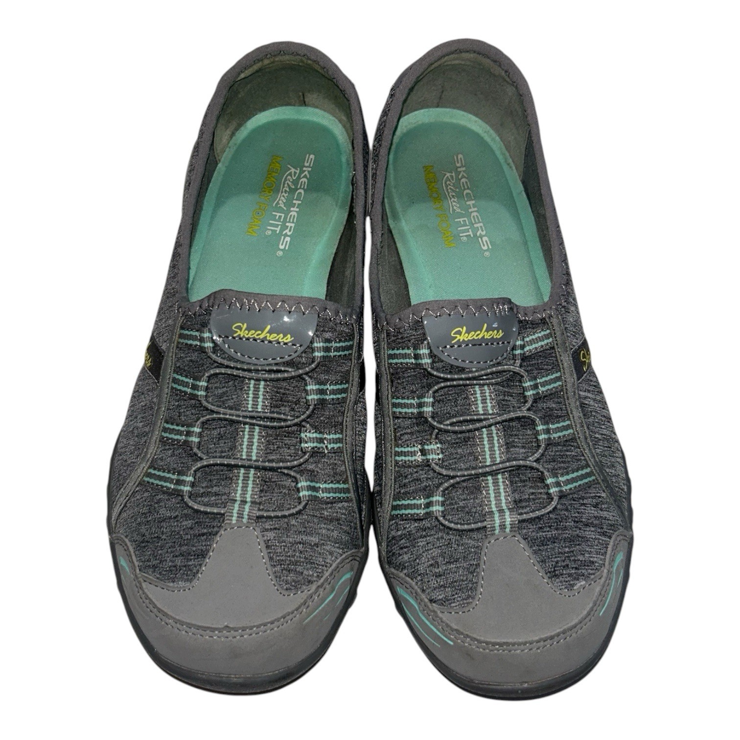 Skechers Relaxed Fit Bungee Slip On Sneakers Grey Mint SN 22468 Womens 8