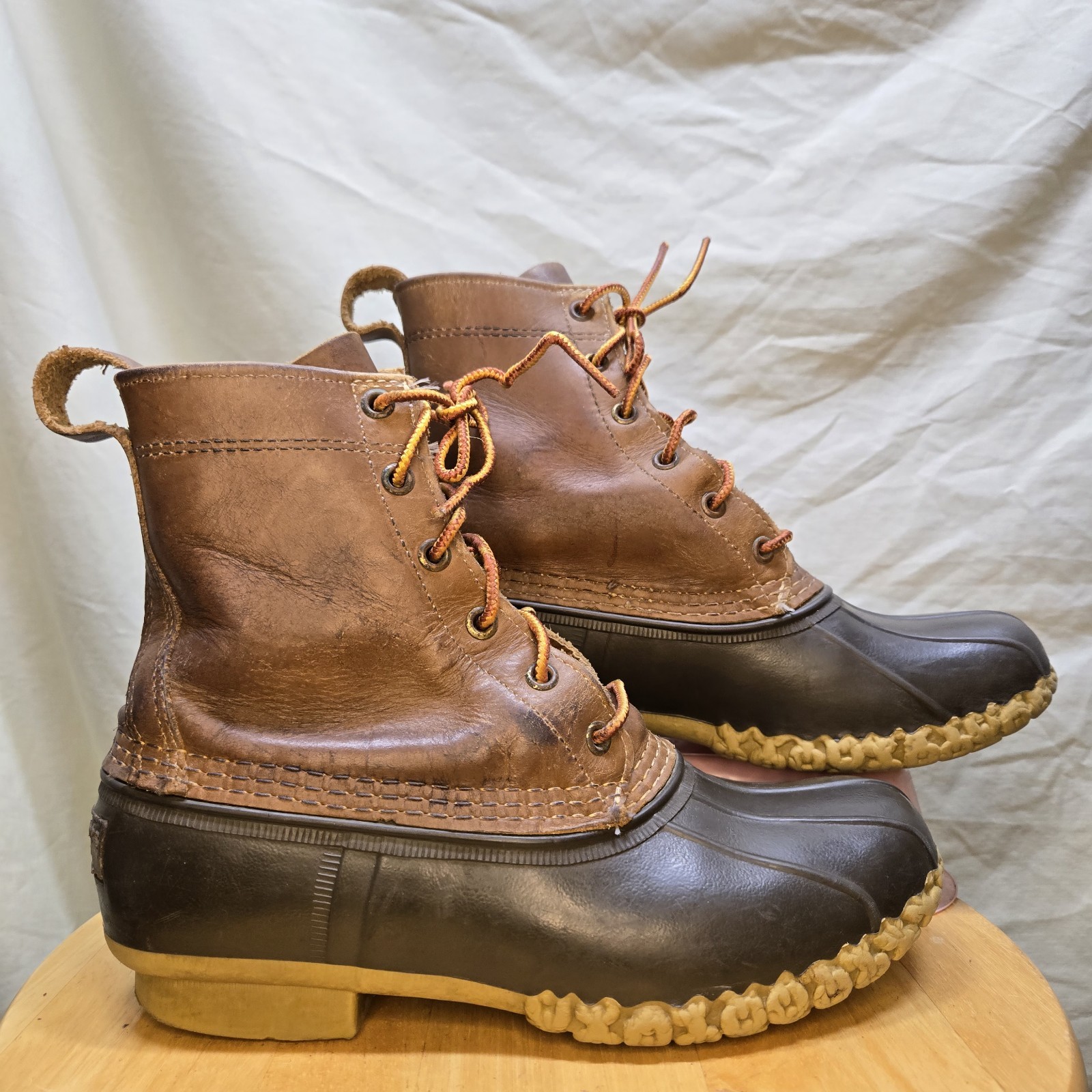 VINTAGE LL Bean Duck Boots Made In USA Rubber/Leather Lace Up Size 7M Hunting!