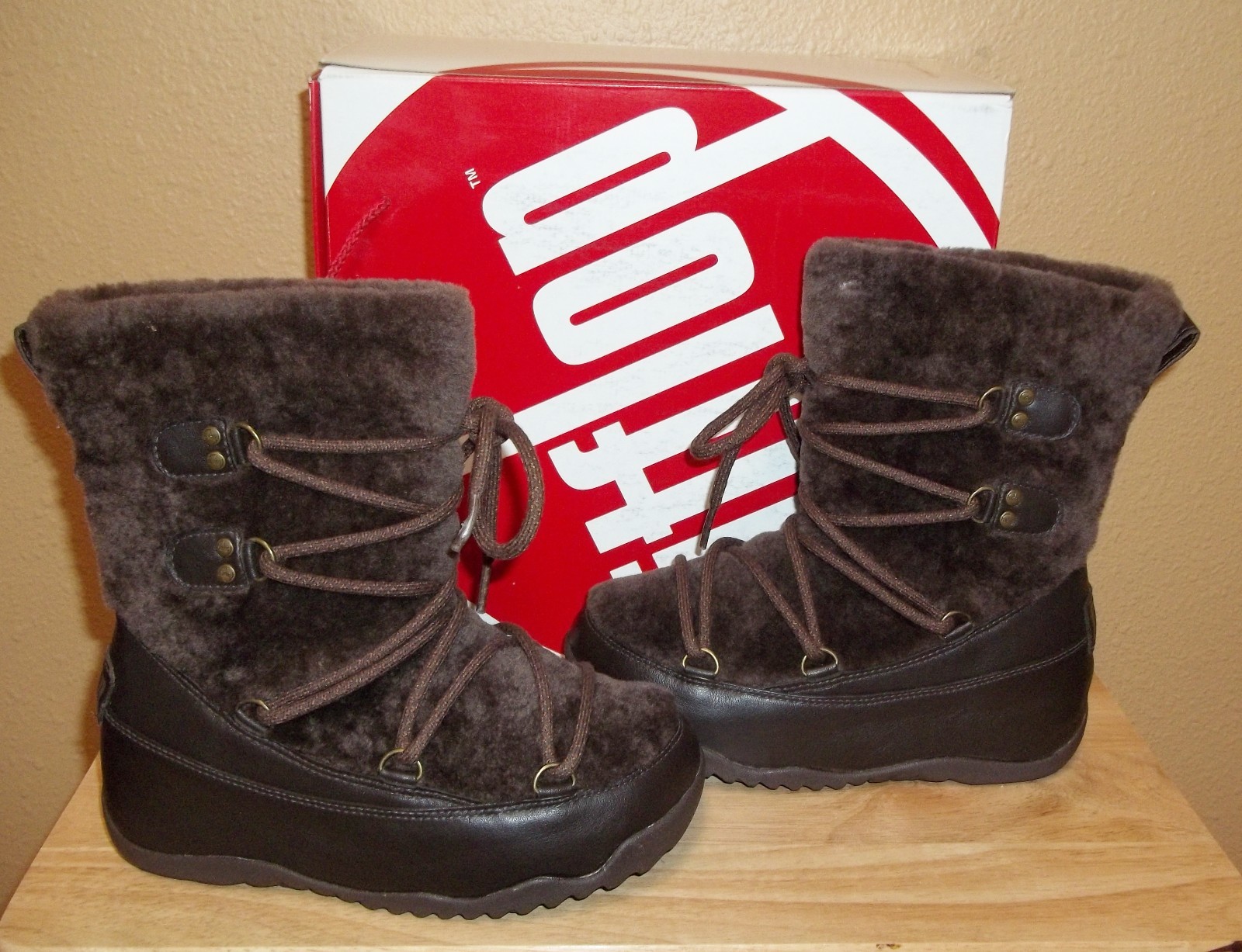 FitFlop Super Blizz Womens Winter Pull-on Boots Chocolate New US 5 / UK 3/ EU 36