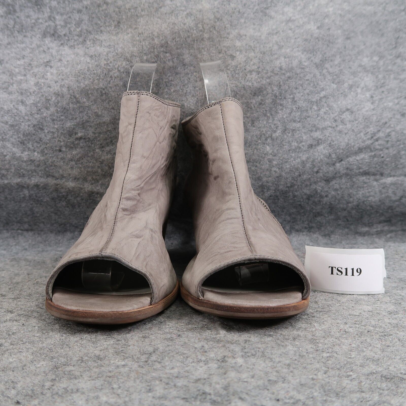Paul Green Shoes Womens 8.5 Sandal Peep Toe Cayanne Asymmetric Zip Leather Grey