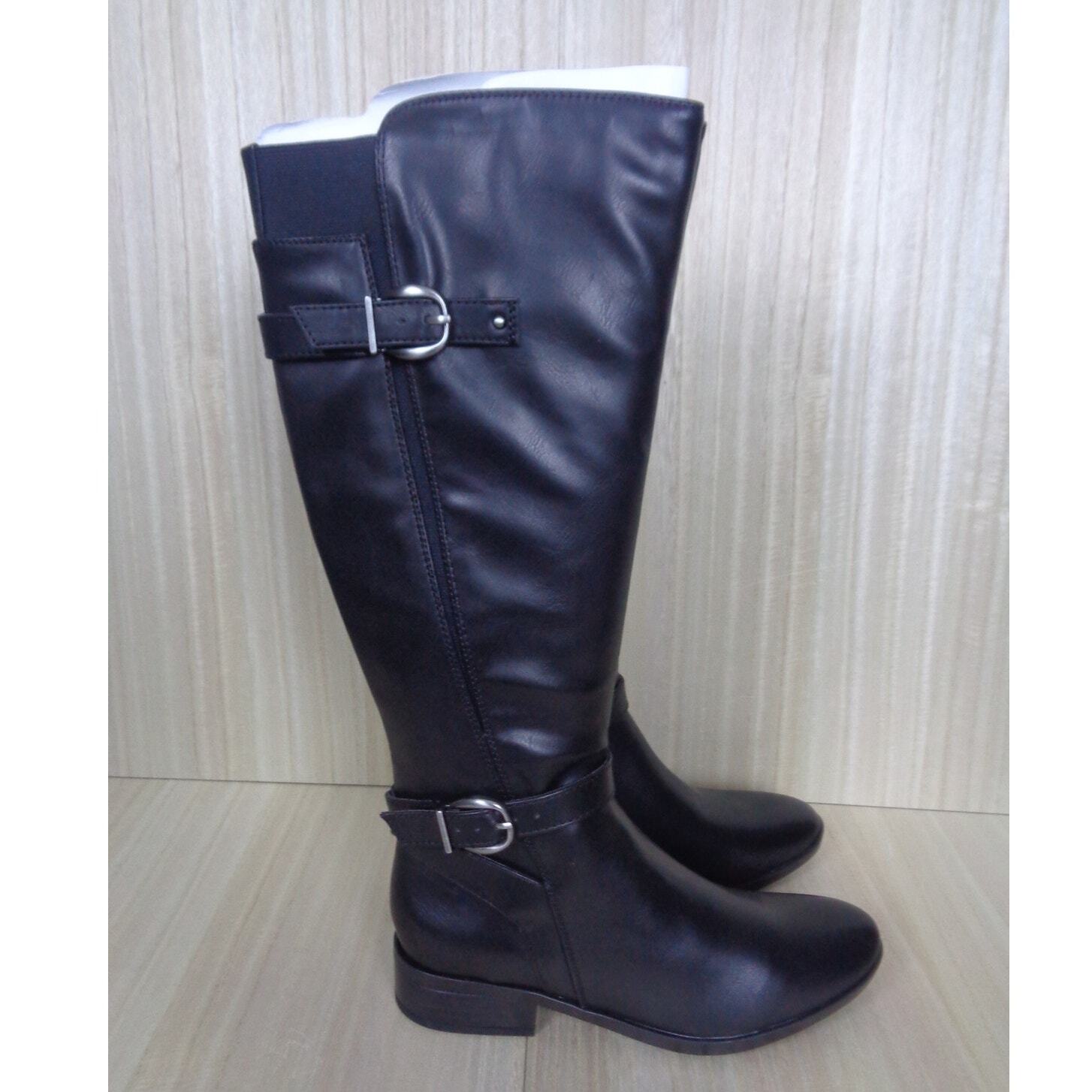 Naturalizer Sahara Black Knee High Boots Faux Leather Womens Size 5.5