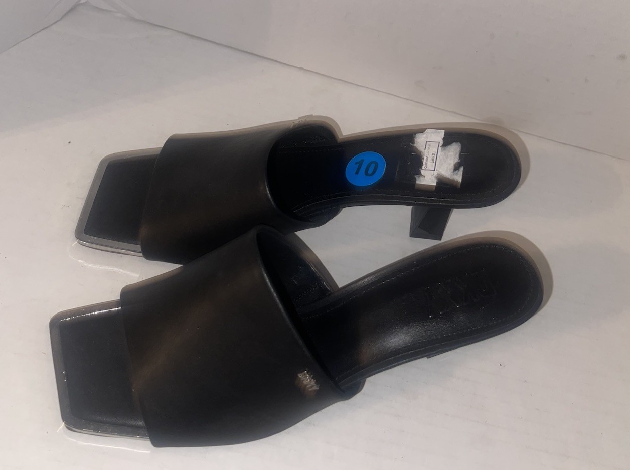DKNY Black Slip On Square Open Toe Heels Women’s Size 10 Block Heel Designer