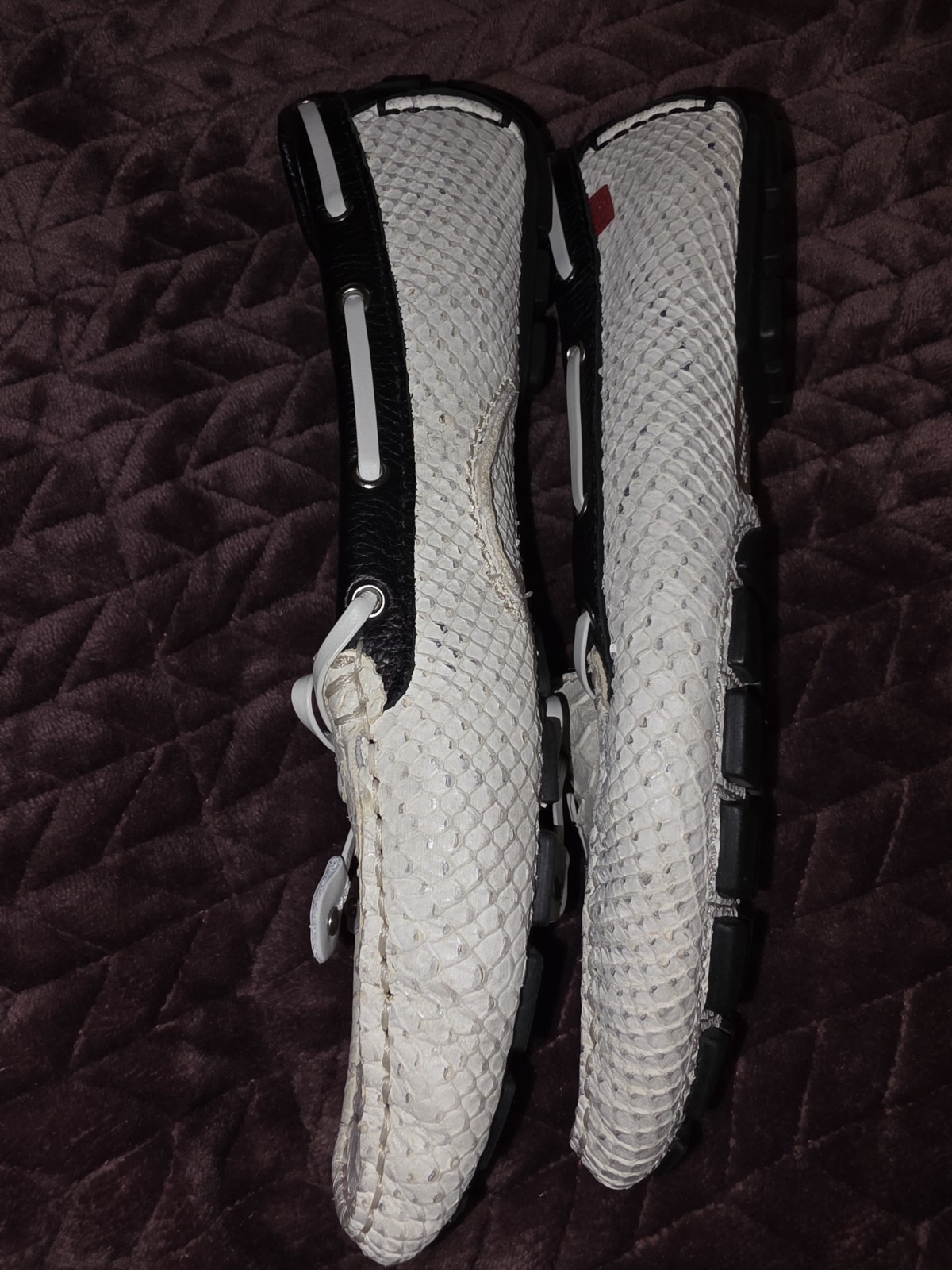 Marc Joseph NY Cypress Hill Exotic Leather Loafers White & Black Women’s Size 9