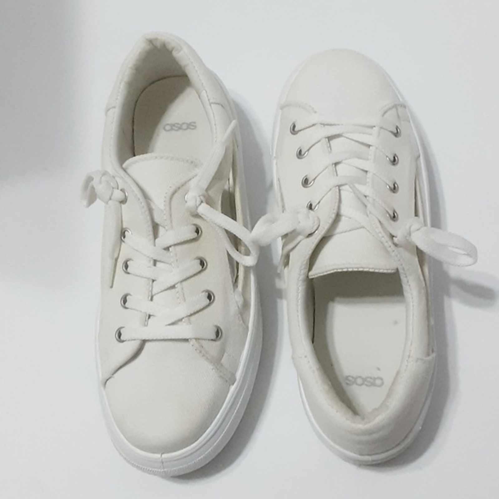 ASOS Open Sides White Canvas Triple Decker Platform Low Top Sneakers EU 38, US 7