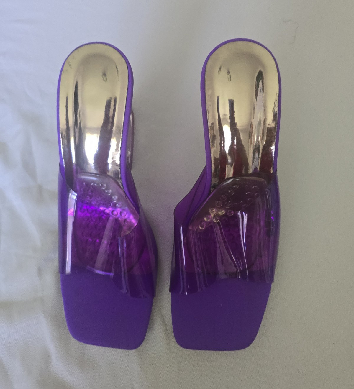Women’s Purple Clear PVC Transparent Strap Slide Slip-On Sandals Size 7