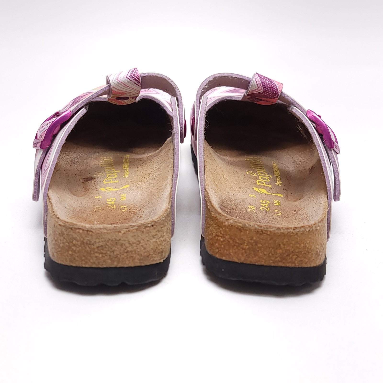 Papillio Birkenstock Boston Clogs Pink Purple Chevron Womens Size 7 EU 38