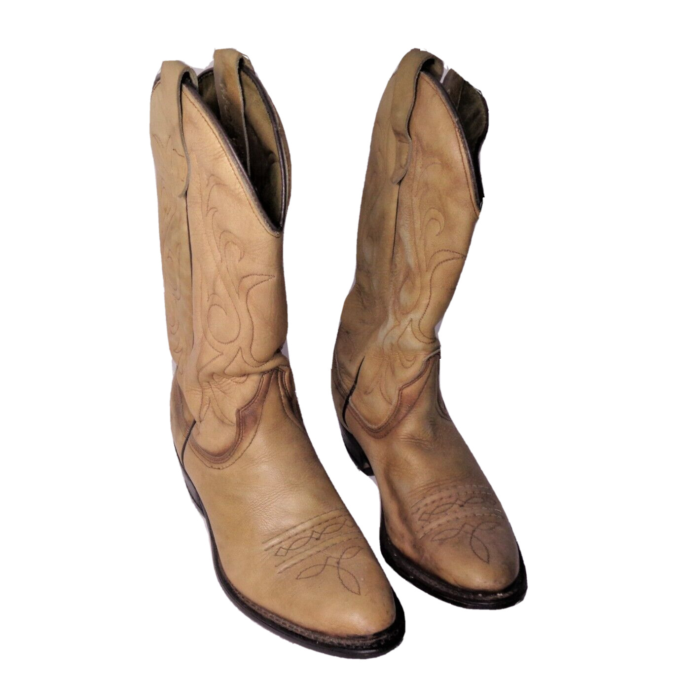 Wrangler Women’s Girls Ivory Custom Distressed Leather Western Boots US’ 4.5B