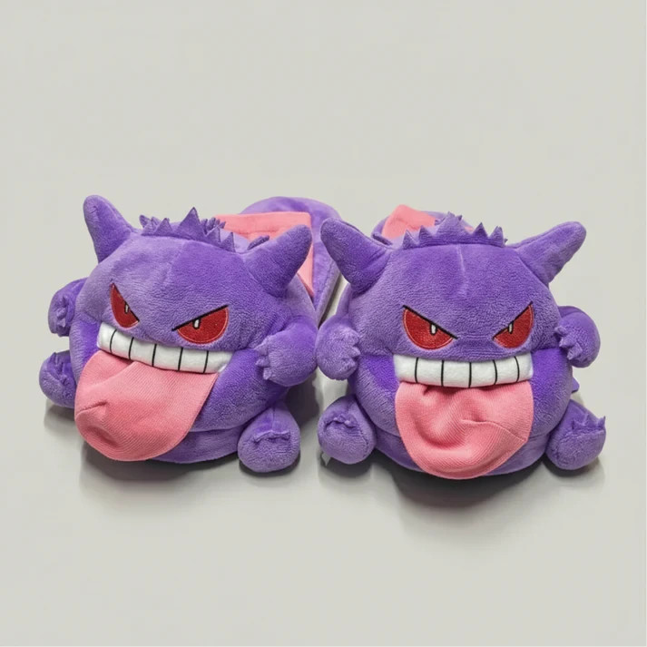 Gengar Plush Slippers – Fuzzy Ghost Pokemon Spooky Cute Indoor slipper