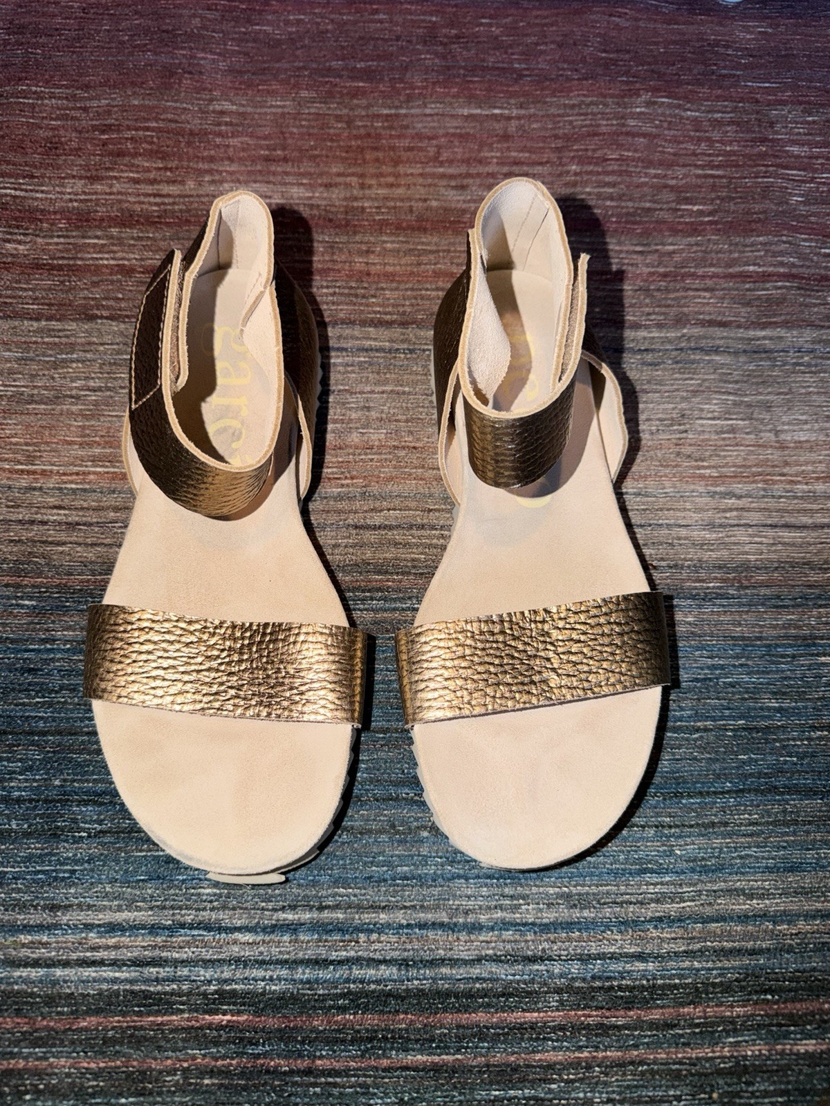 Pedro Garcia Jada Metallic Sandals Pebble Gold Sandals Leather Size 38,8 Womens