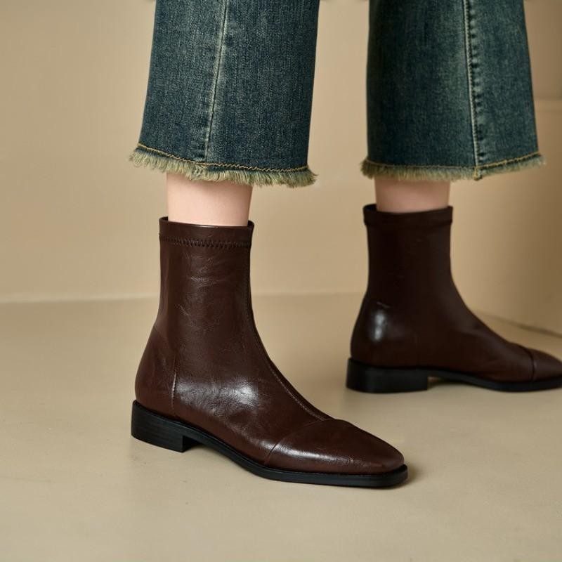 Women’s Faux Leather Square Toe Ankle Boots Casual Party Dress Office Work Shoes