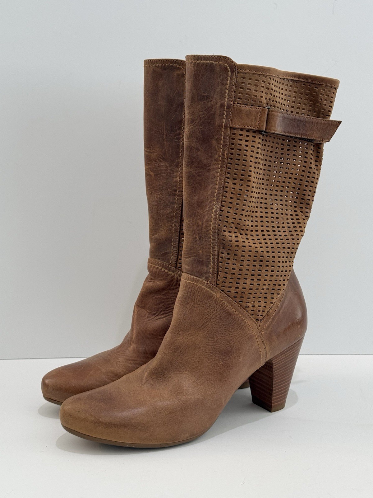 Aquatalia Italian L Brown Leather Heeled Boots -8.5/