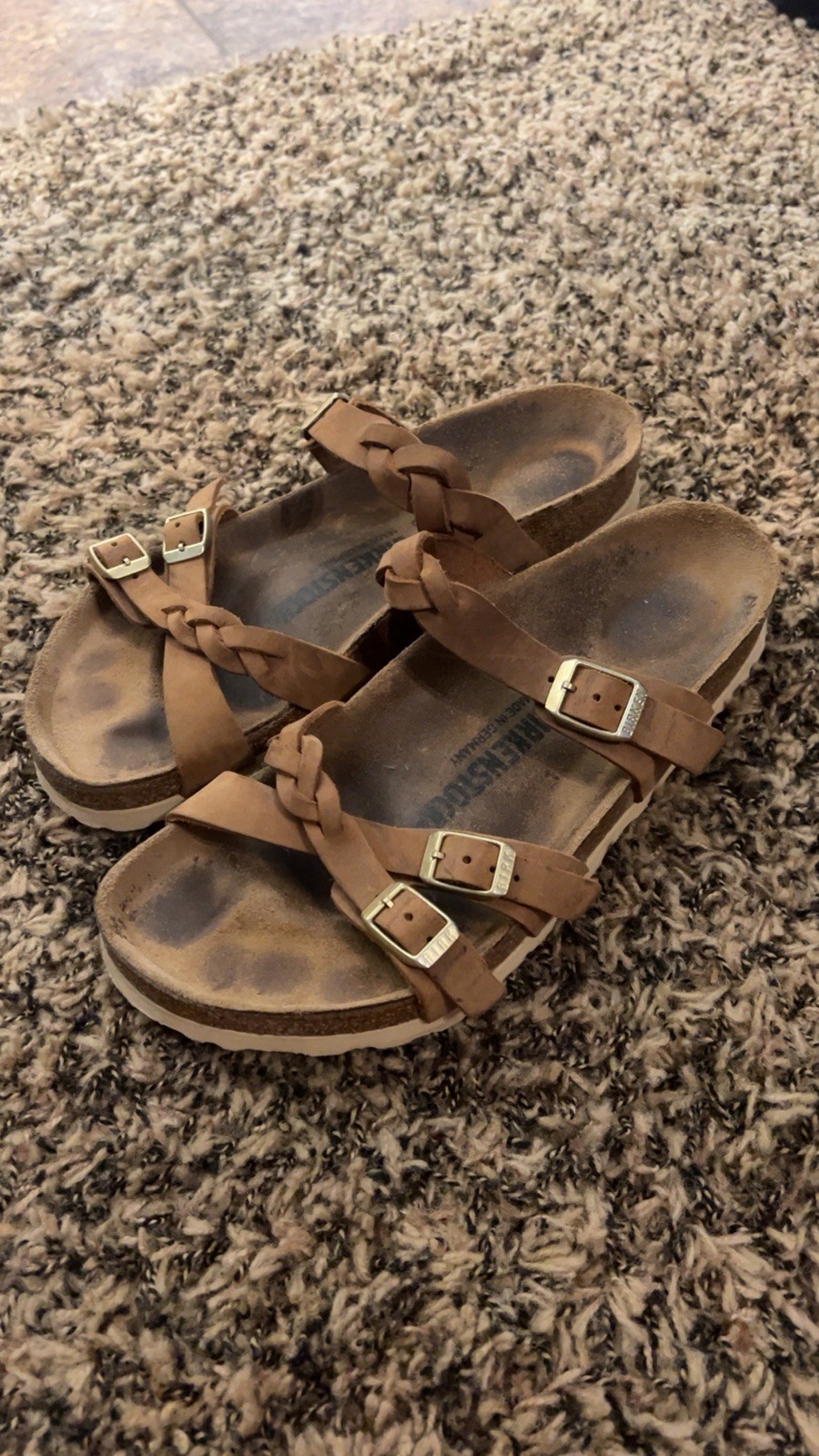 Birkenstock Women’s Franca Braided Oiled Leather Sandals, Cognac, EU 37/US 6-6.5