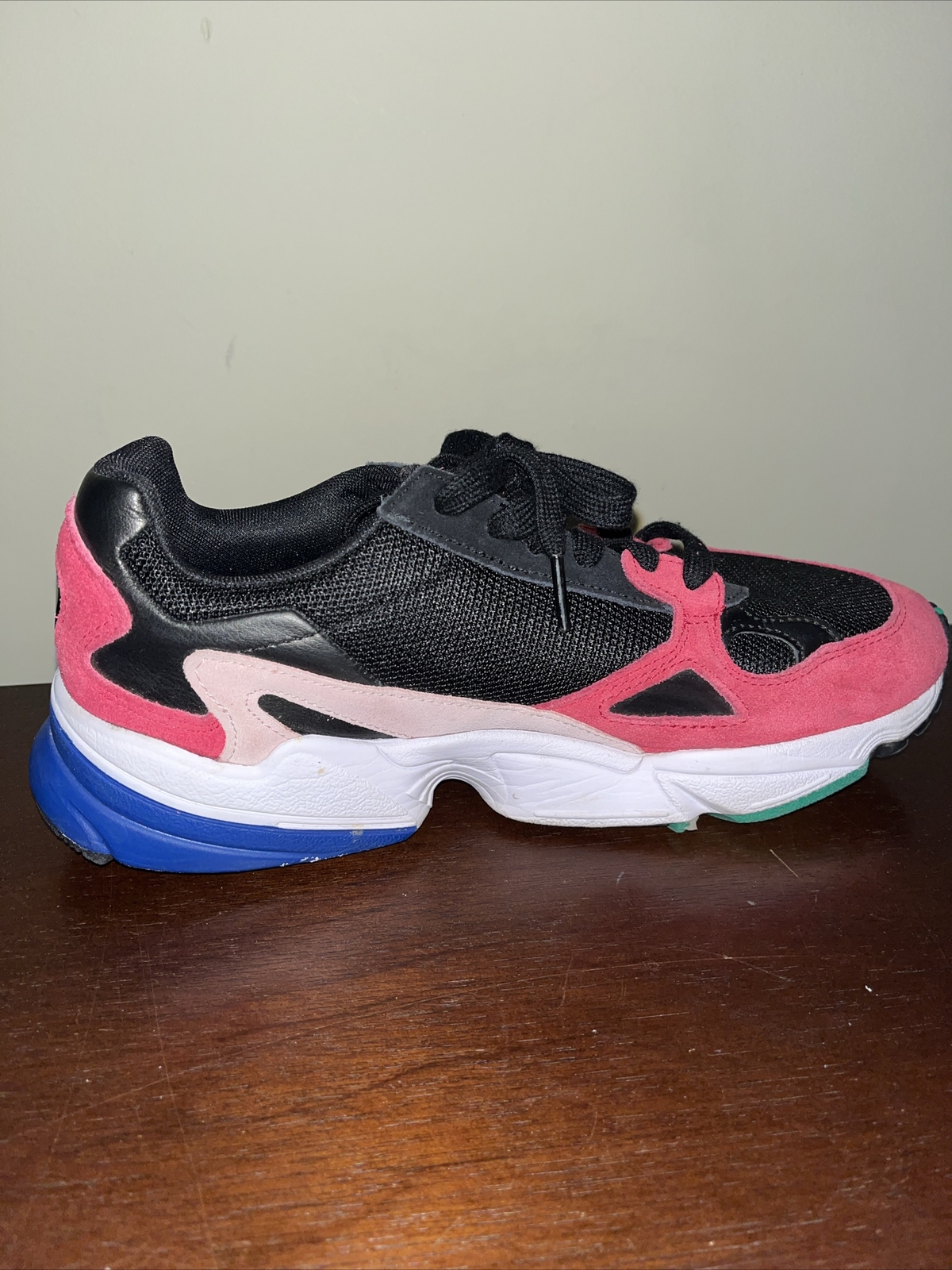 Adidas Falcon Core Black / Green / Pink / Blue / White Women’s Sz 9 Sneakers