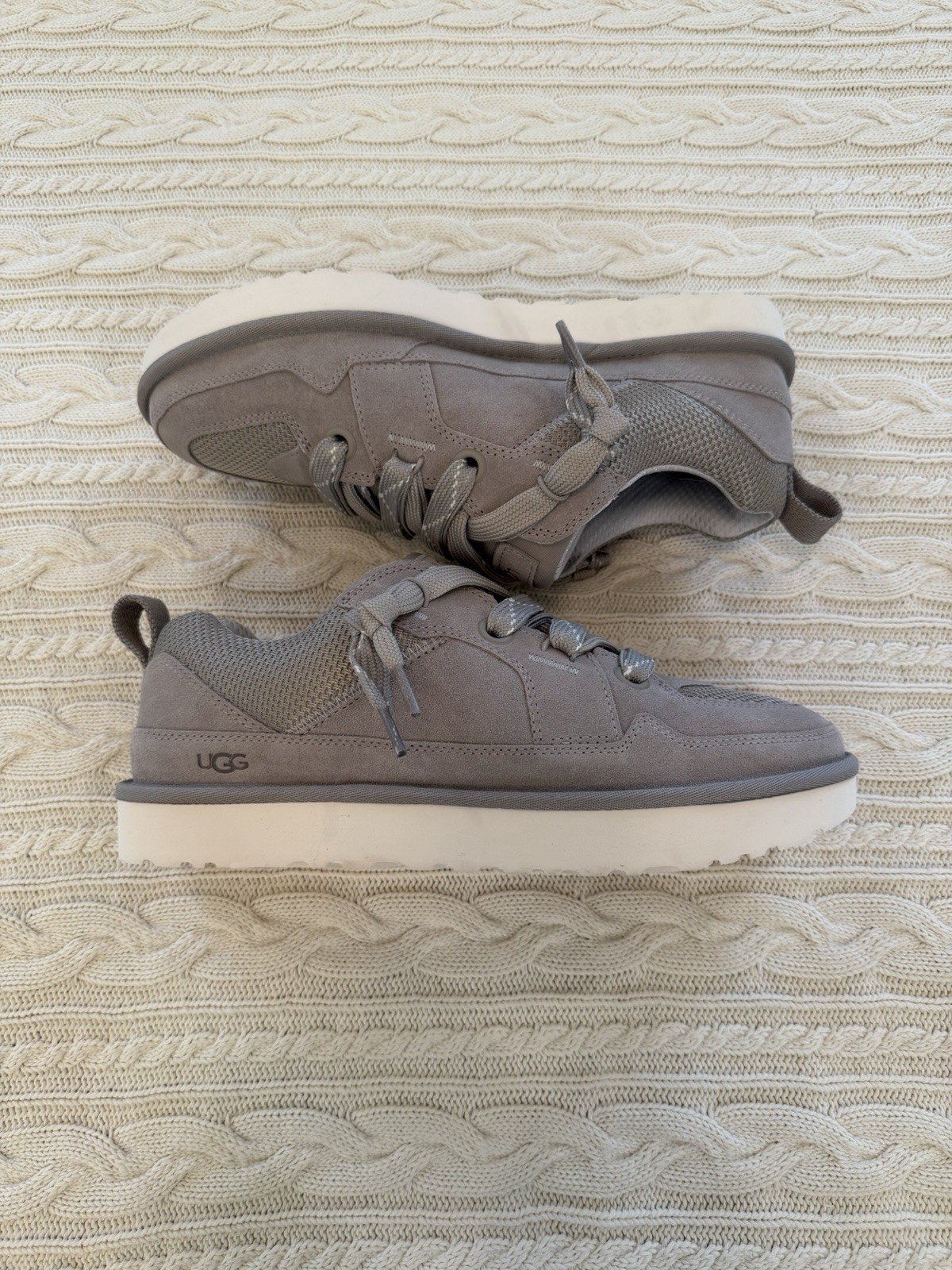 UGG Lo Lowmel Gray Suede Mesh Sneakers Womens size 11 NEW