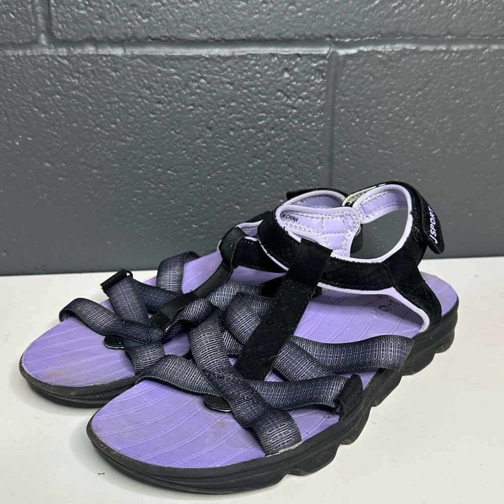 JSport Brand – Sandals – Black and Purple Strappy Sandals – Women’s size 9