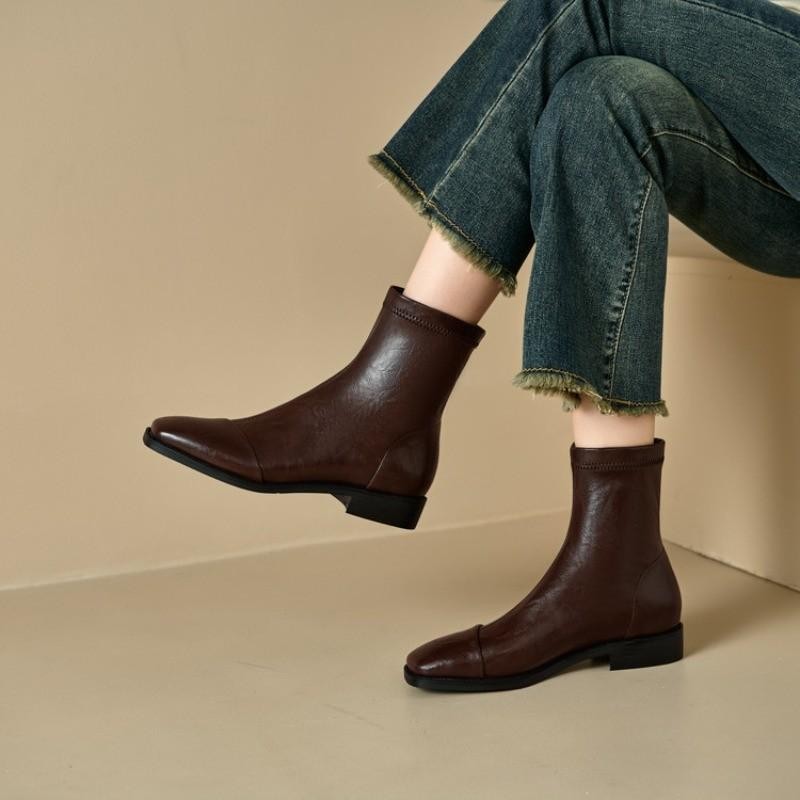 Women’s Faux Leather Square Toe Ankle Boots Casual Party Dress Office Work Shoes