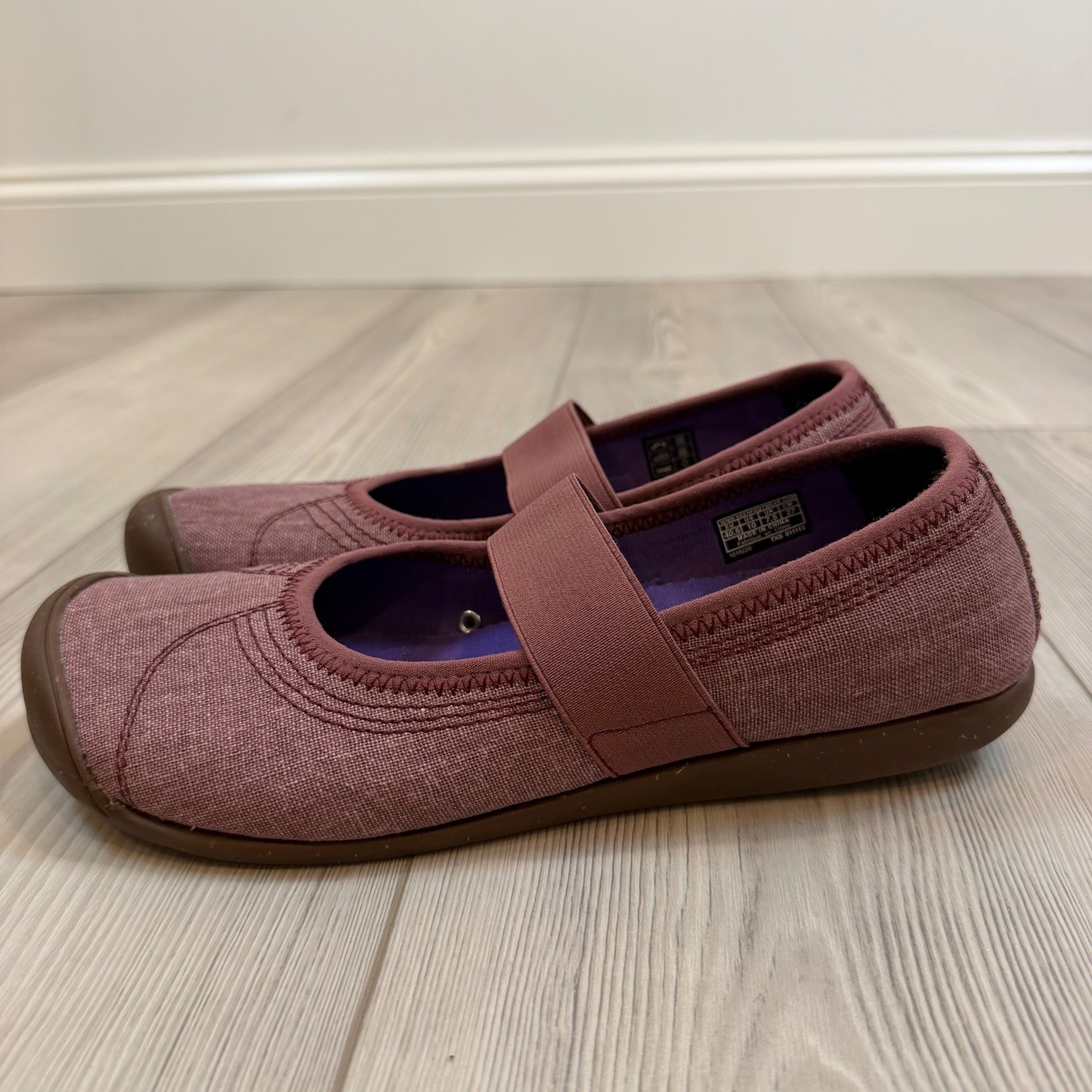 Keen Sienna MJ Canvas Mary Jane Flats Tawny Port Burgundy Womens 10 1010220 NEW