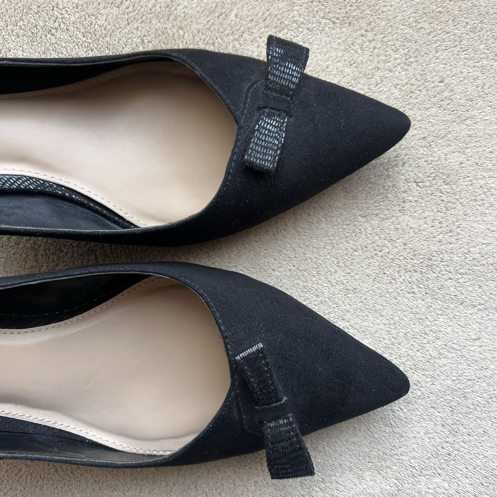 Kelly & Katie Zonya Black Faux Suede Textile Heels Pumps Women US 8.5 EU 39 Bow