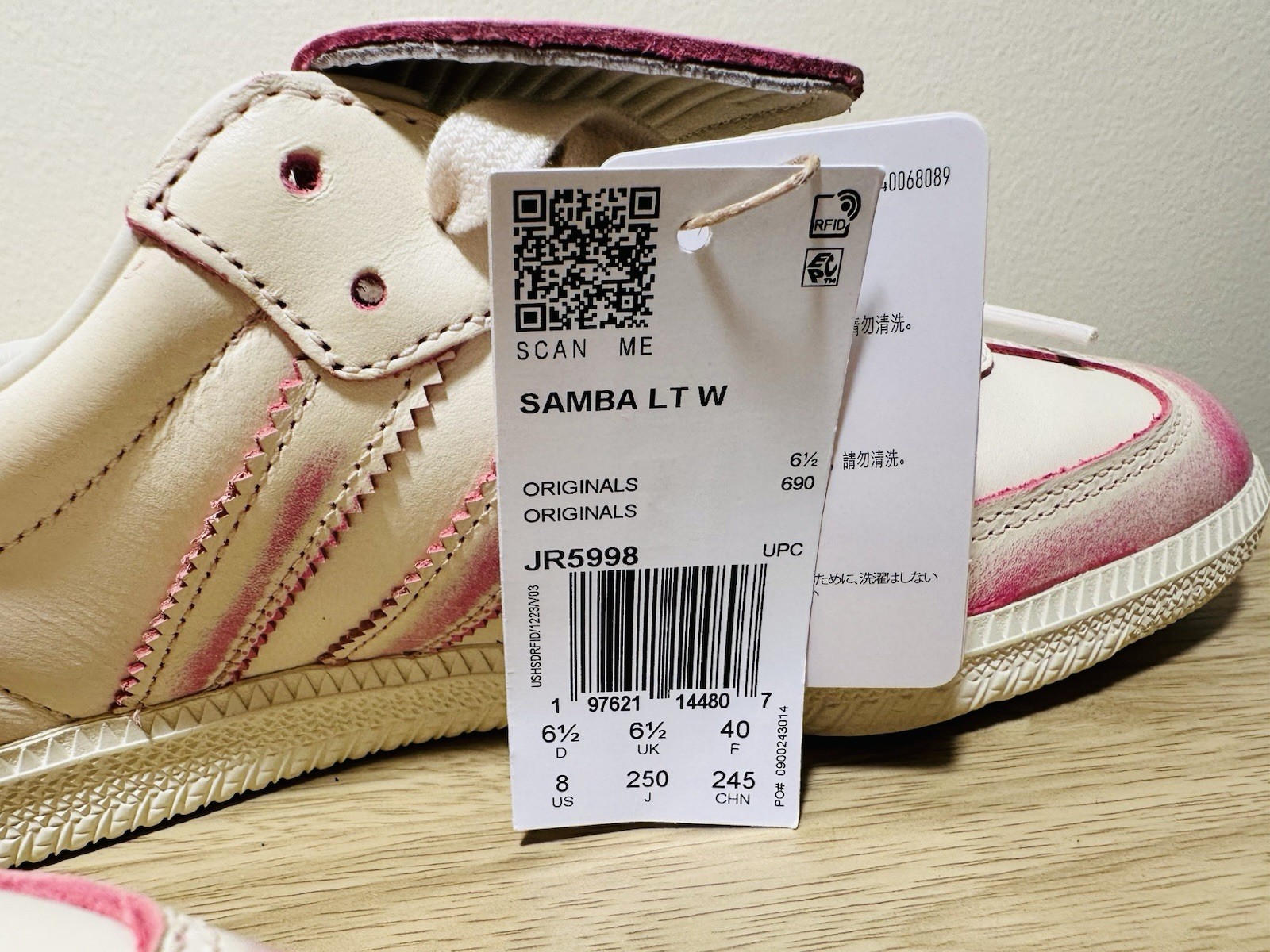 Adidas Originals Samba LT women’s athletic shoes cream pink JR5998 NWOB size 8