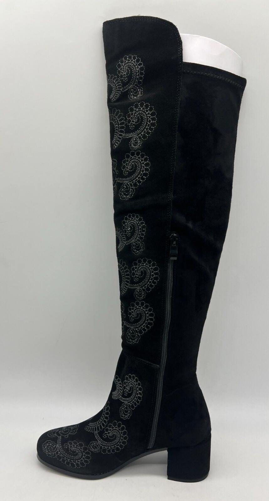 Sbicca Chenoa Black Over The Knee Boots Size 7.5 Embroidery Textile & Leather