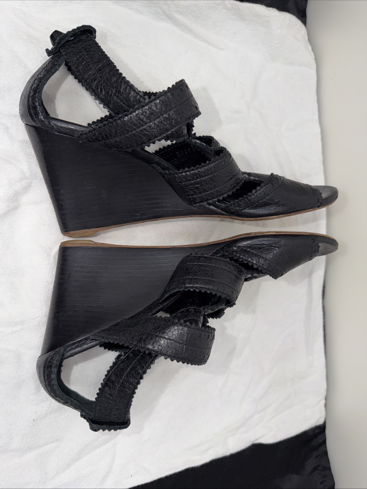 Balenciaga 39.5 Sandals Wedge Gladiator Caged Ankle Booties Covered Studs Poms
