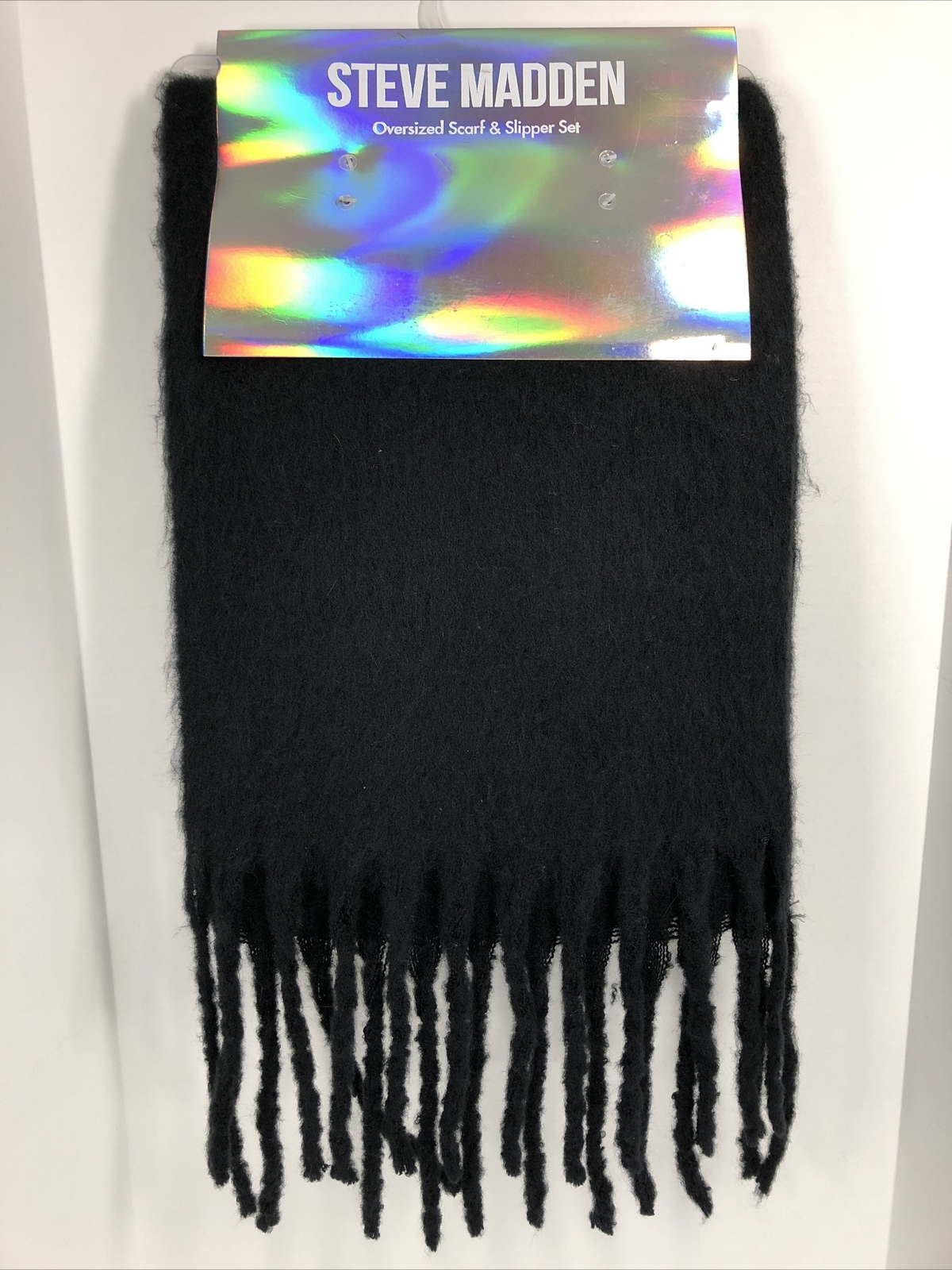 Steve Madden Checked Slipper and Oversized Scarf Wrap Set Small Size 5/6