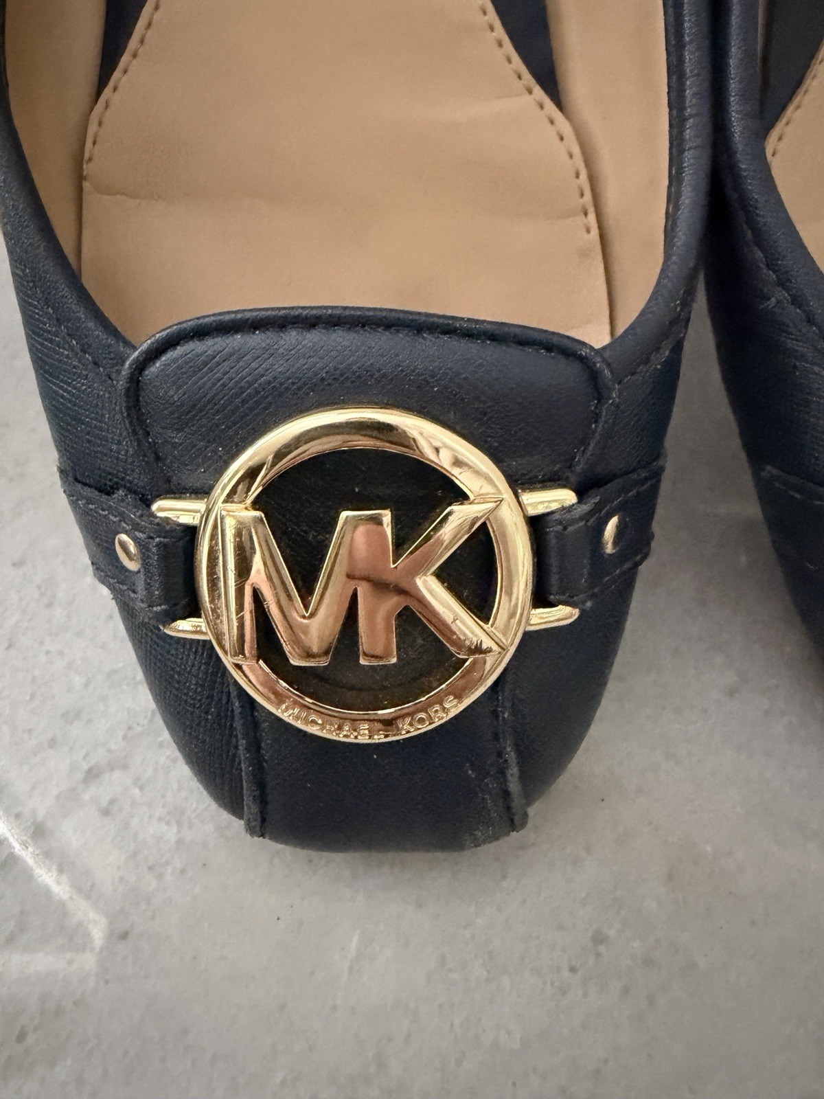 Michael Kors Navy Fulton Moc Saffiano Size 7M. Please See Photos For Condition