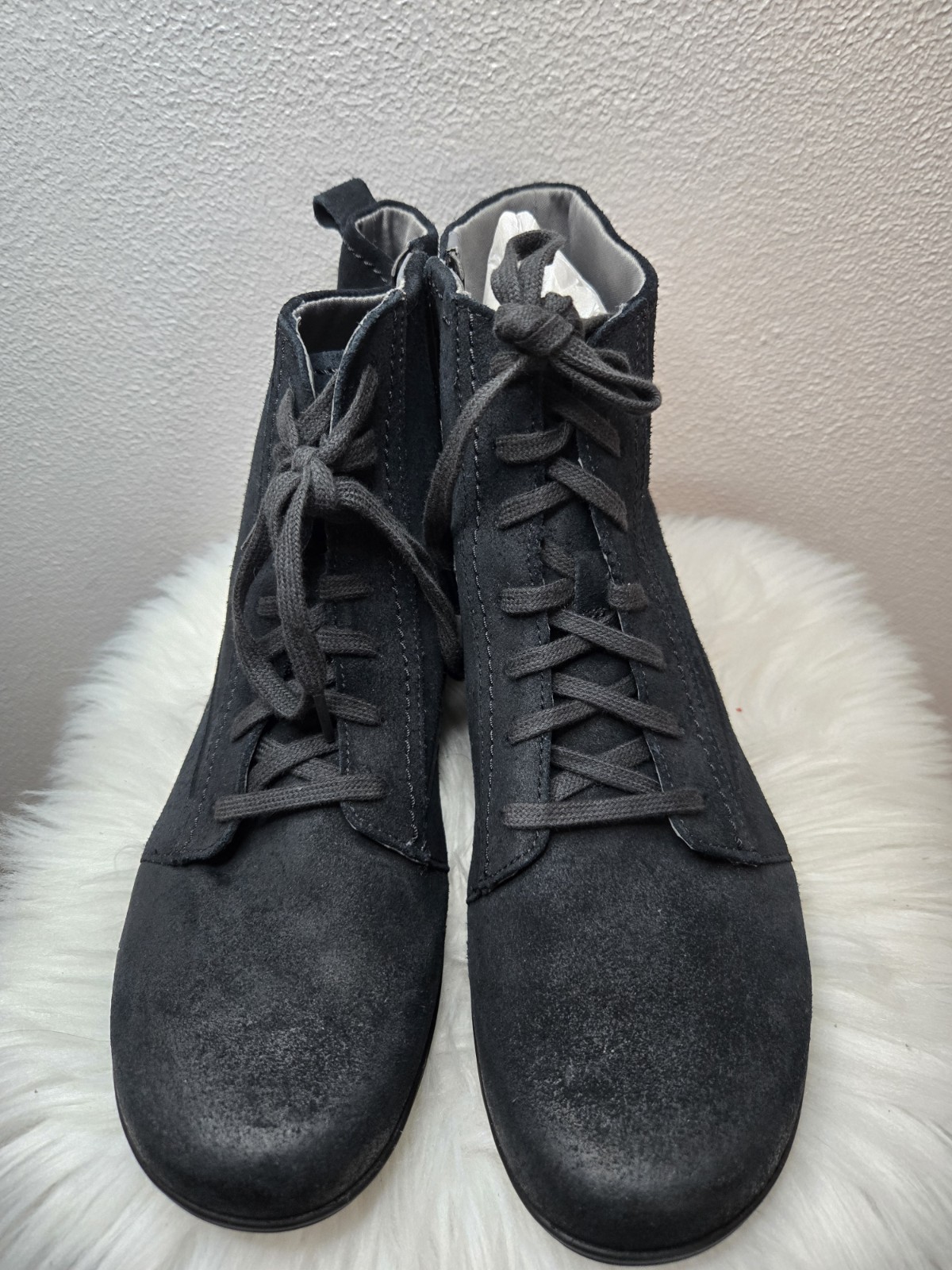 Dansko Women Fergie Black Suede Lace-Up/Zip Bootie – NWOB – Sz 42/11.5 Ret $175