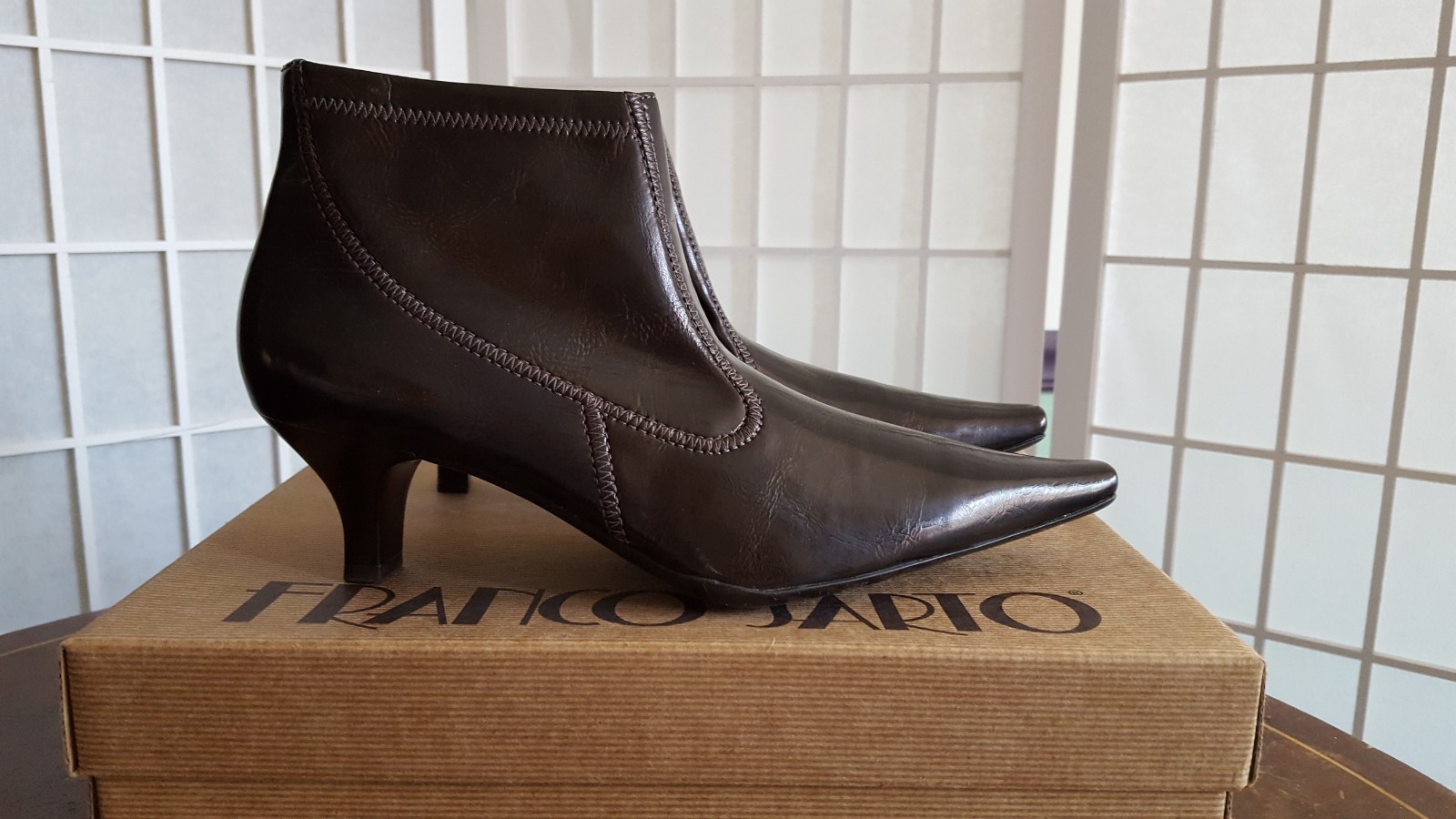 Franco Sarto NIB 9.5M US Womens Ankle Bootie 2.5in Heel Petrol Black Zipper