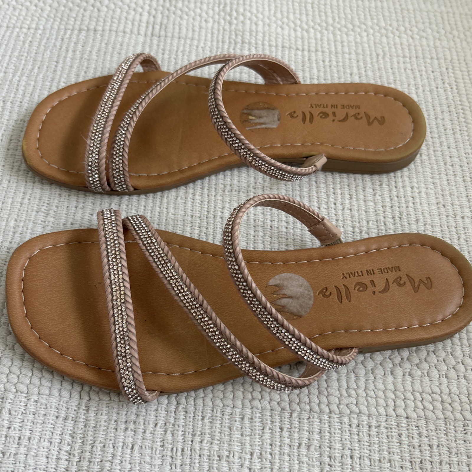 MARIELLA TAN ROSE GOLD STRAPPY SANDALS 7