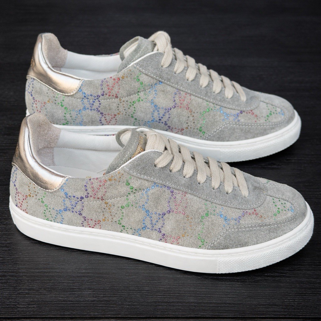 Valentino by Mario Valentino Giuditta Suede Sneakers 8.5 EU 38.5 Glitter Logo