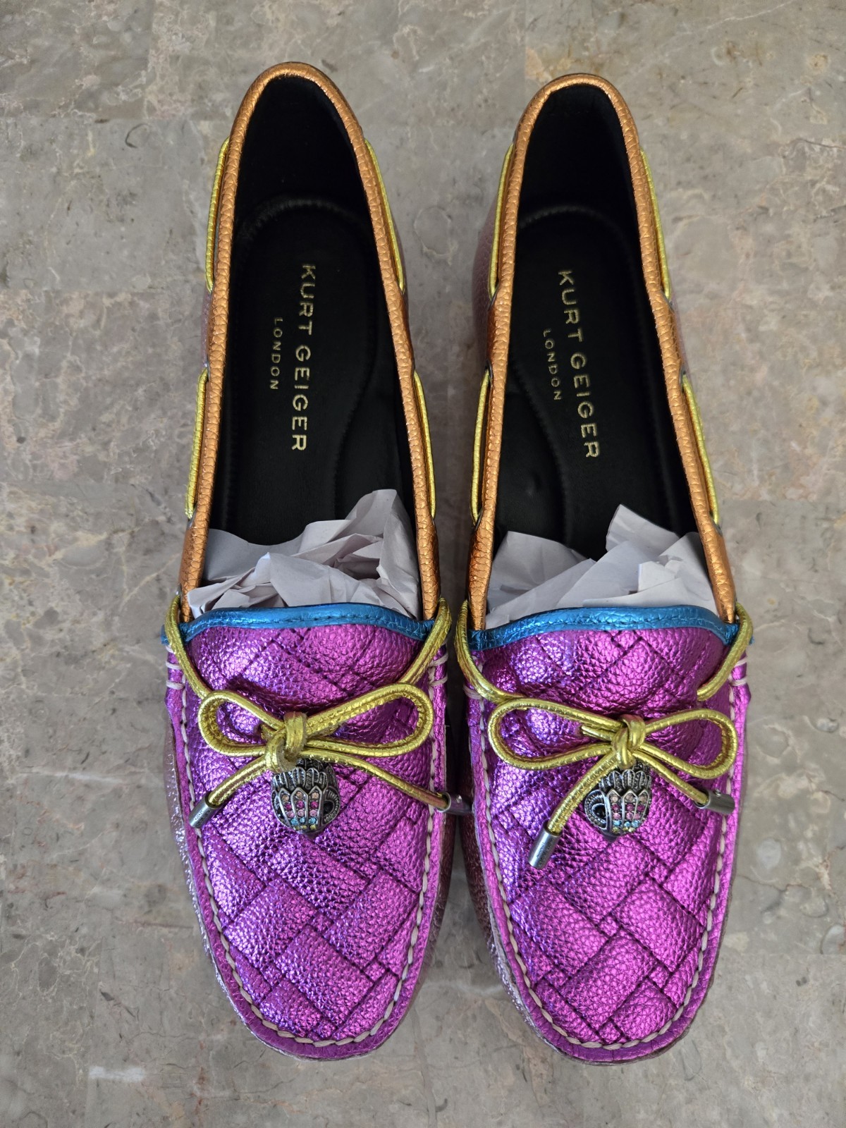 Kurt Geiger London Eagle Moccasin Loafers multi-color metallic pink. 42 – US 11