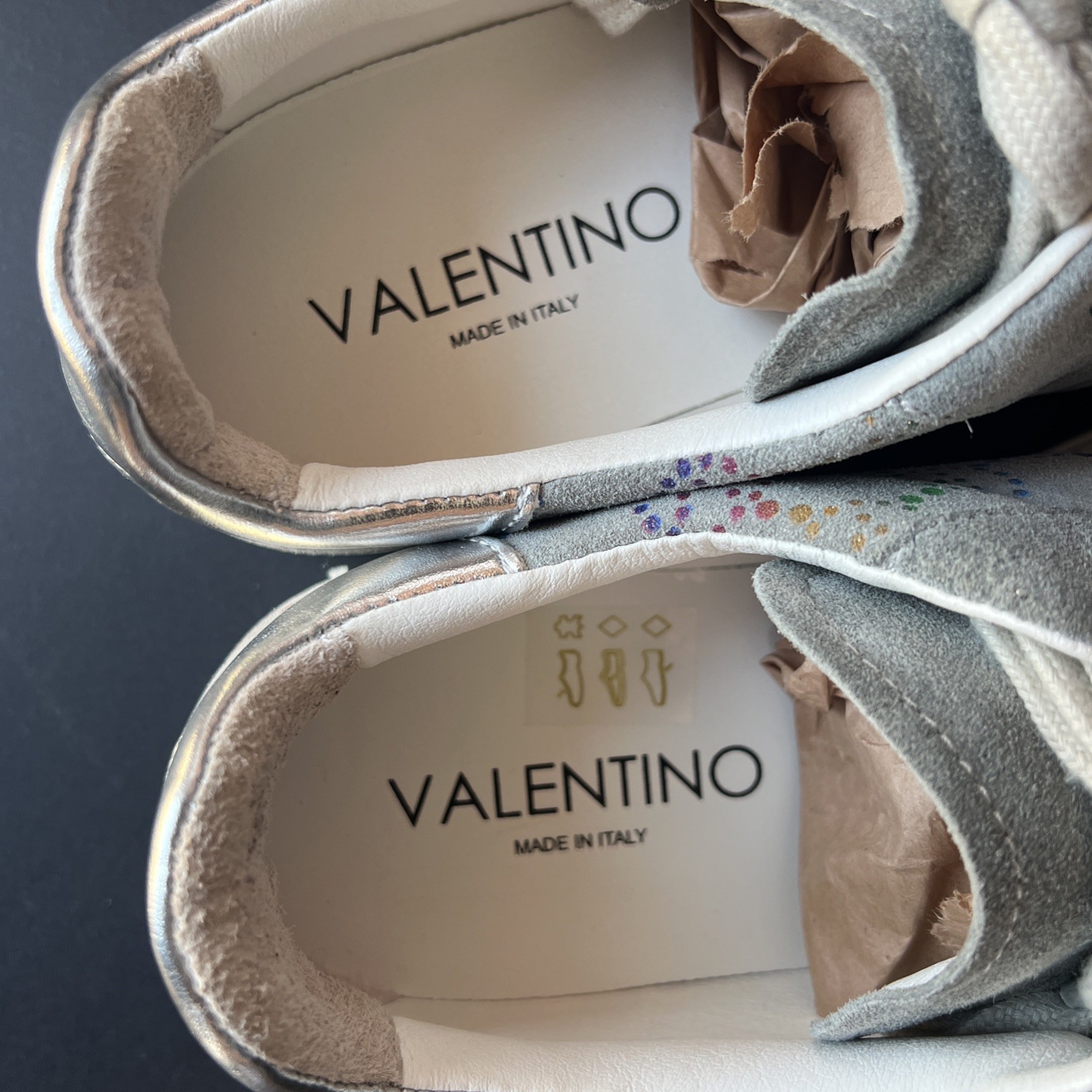Valentino by Mario Valentino Giuditta Suede Sneakers 8.5 EU 38.5 Glitter Logo
