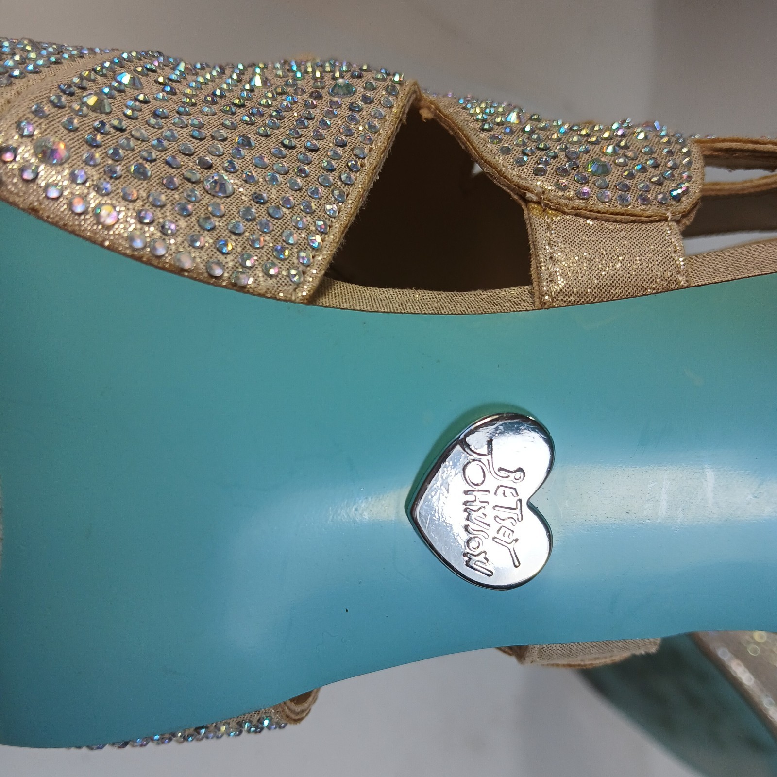Blue By Betsey Johnson Nola Silver Crystal Bridal Stiletto Heels Open Toe 9.5 M