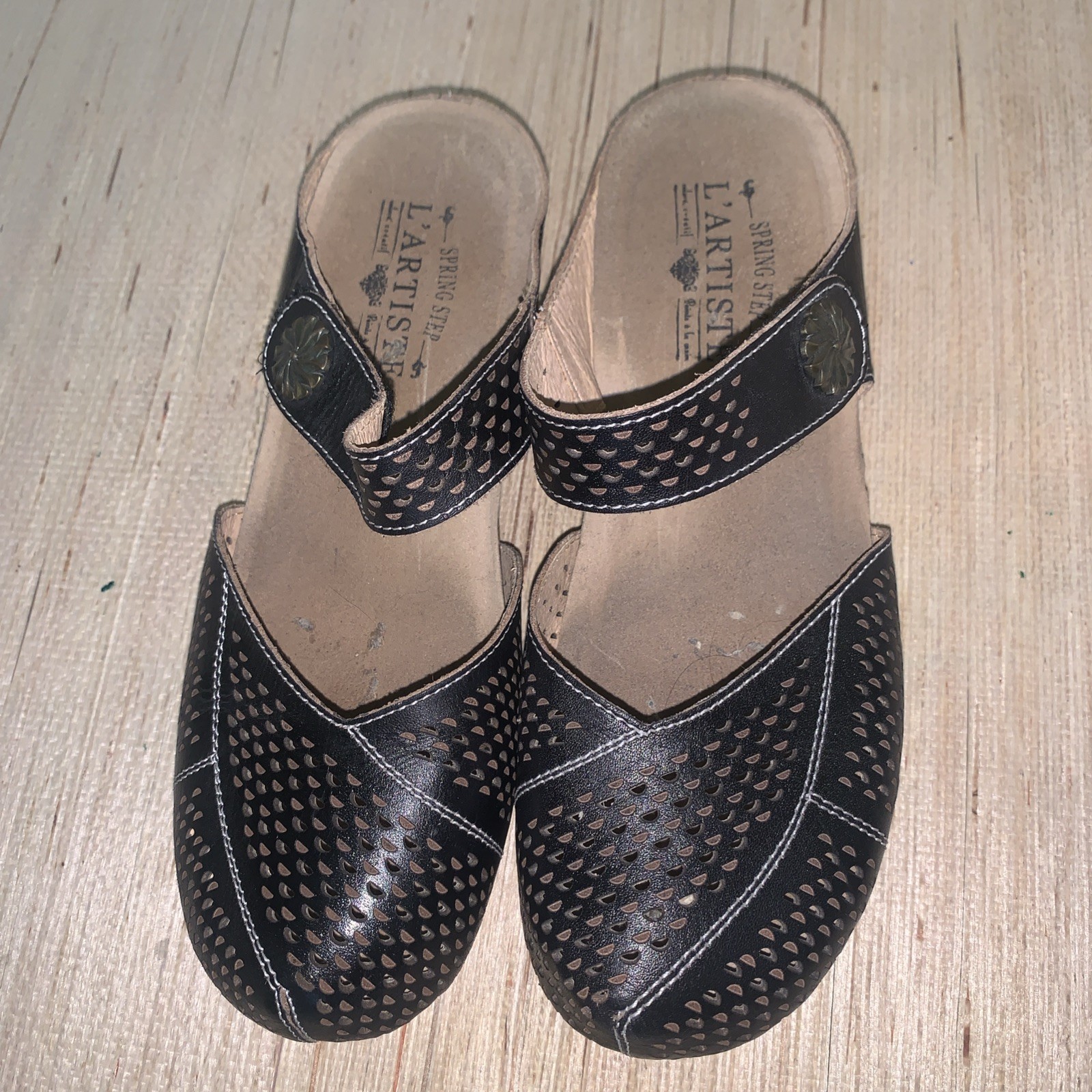 L’Artiste by Spring Step Spoorti Prorated Leather Brown Clog EU 38 Boho Hippy