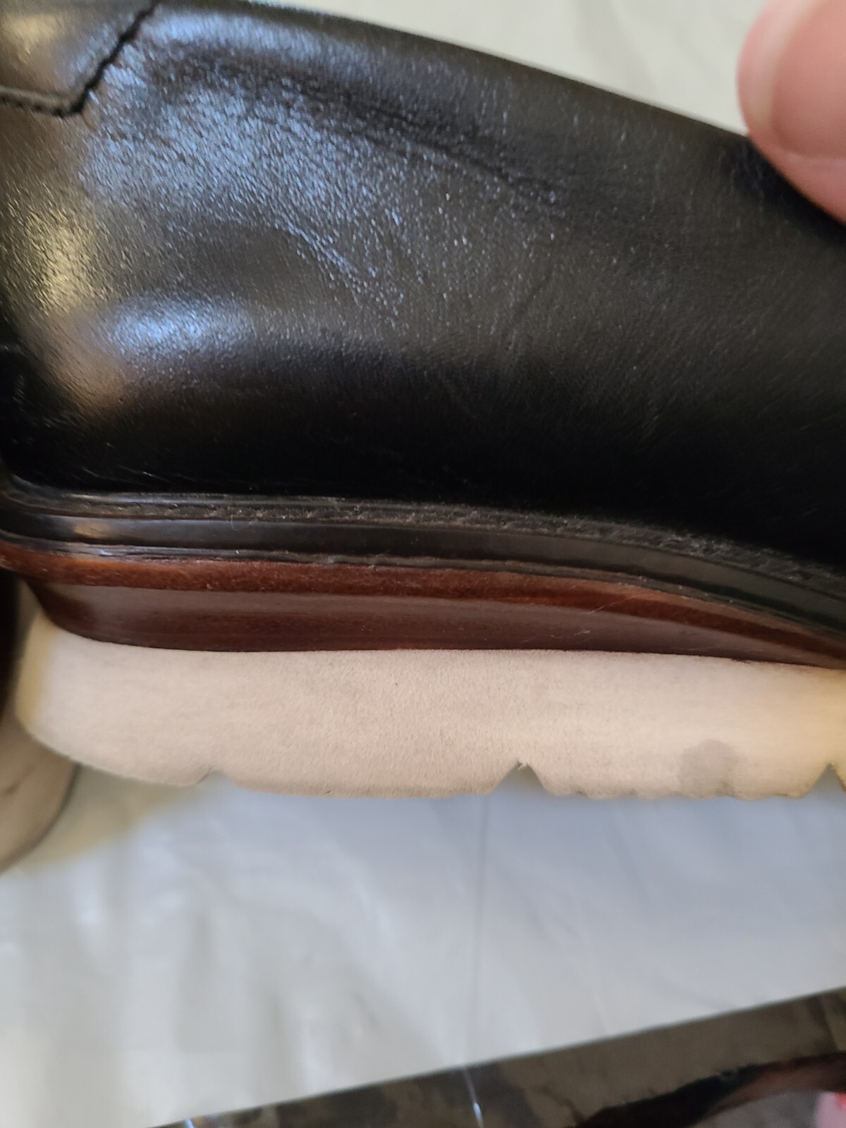 Issey Miyake Leather Slip-On Loafers W/Wood Inset AJ302 24.0 cm Women’s 7.5