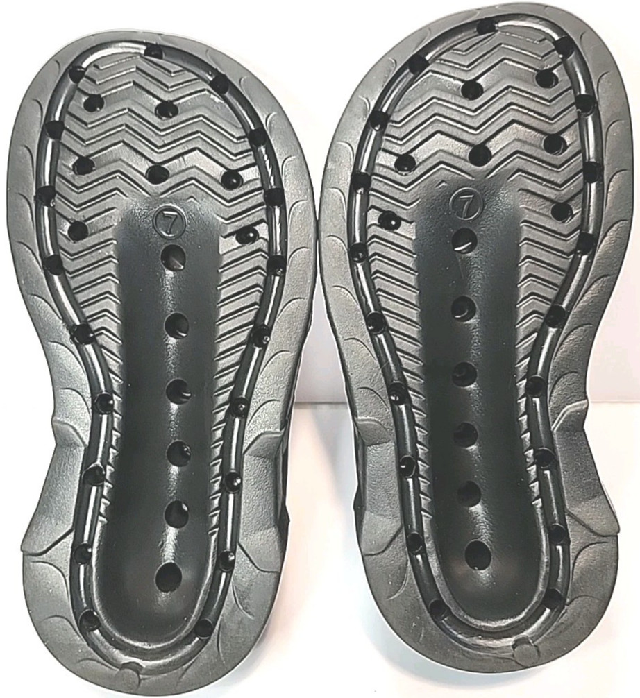 Womens 7 Black Wedge Platform Slide Flip Flops Beach Sandal Slip On Goth Fairy