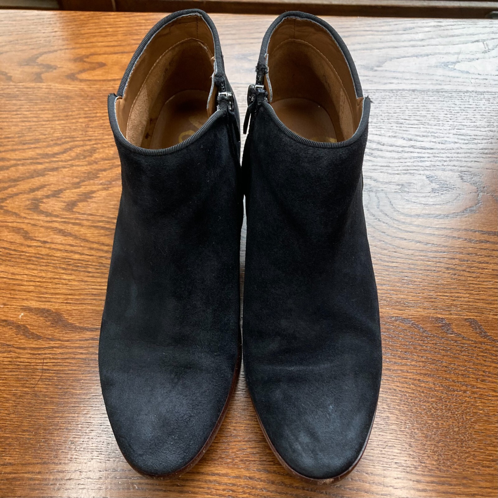 Sam Edelman Petty Block Heel Ankle Bootie Black Suede Leather Boot Womens 7.5