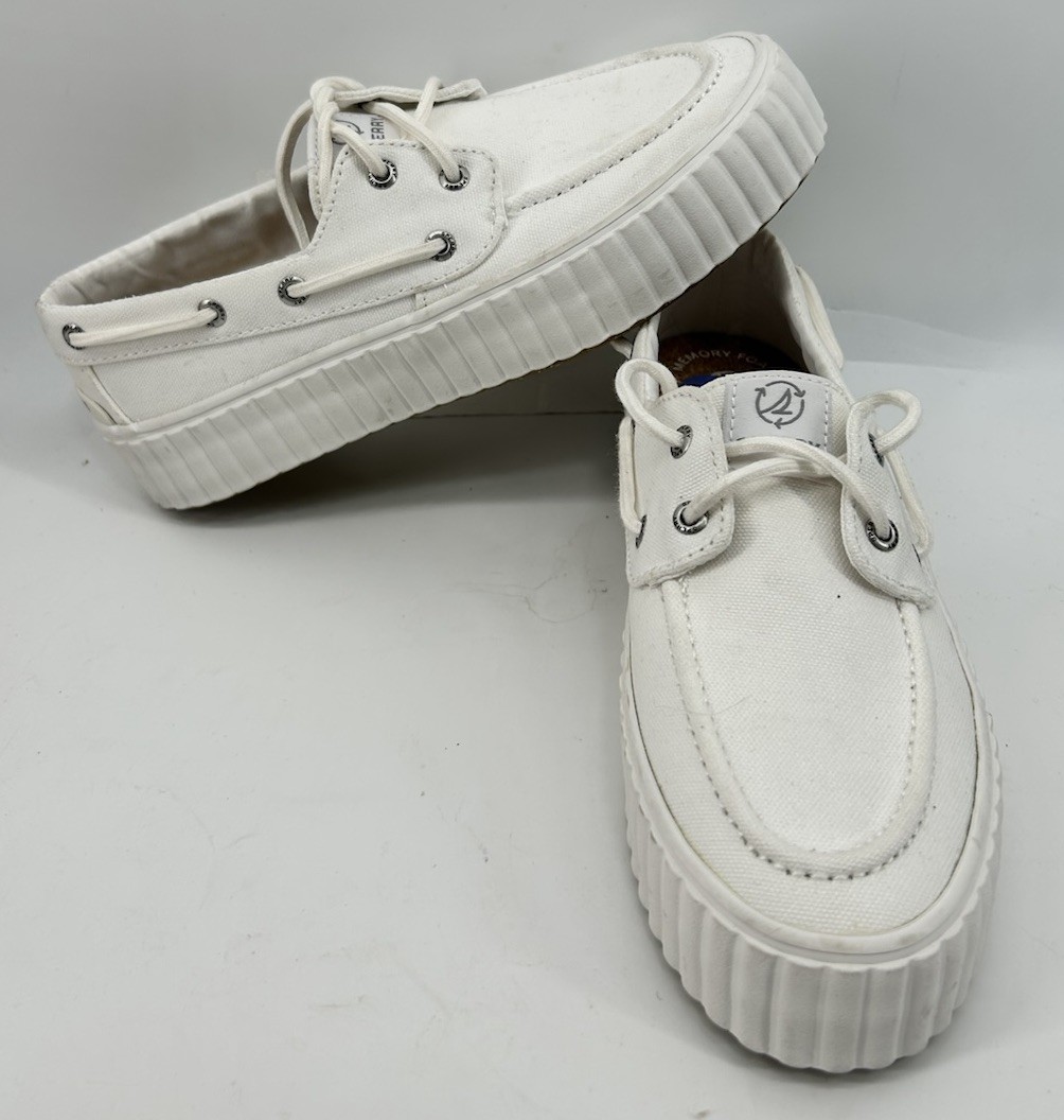 Sperry Seacycled Pier Wave Platform Sneaker White STS88788 Women’s 6.5 NEW
